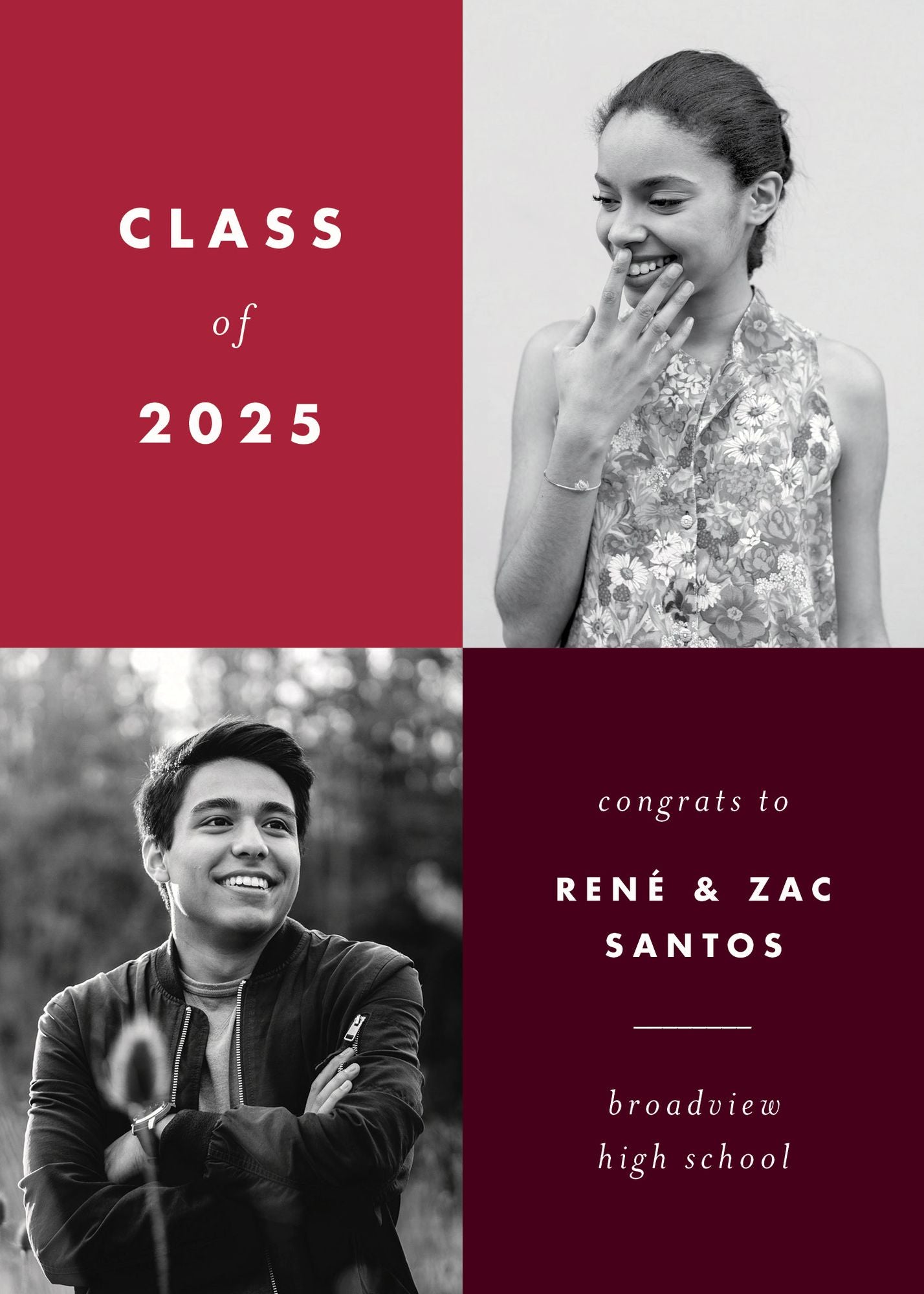 Color Blocks Dual Photo Graduation Announcement