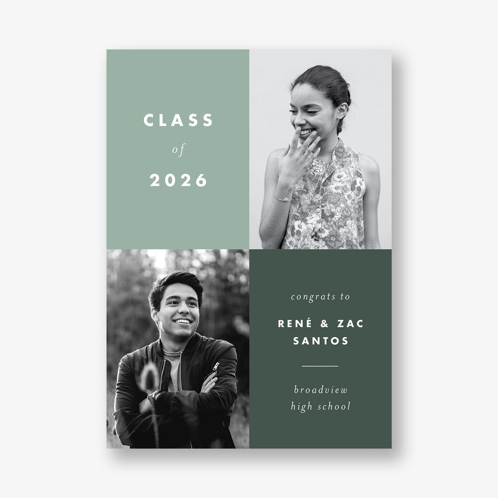 Color Blocks Dual Photo Graduation Announcement | Paper Source