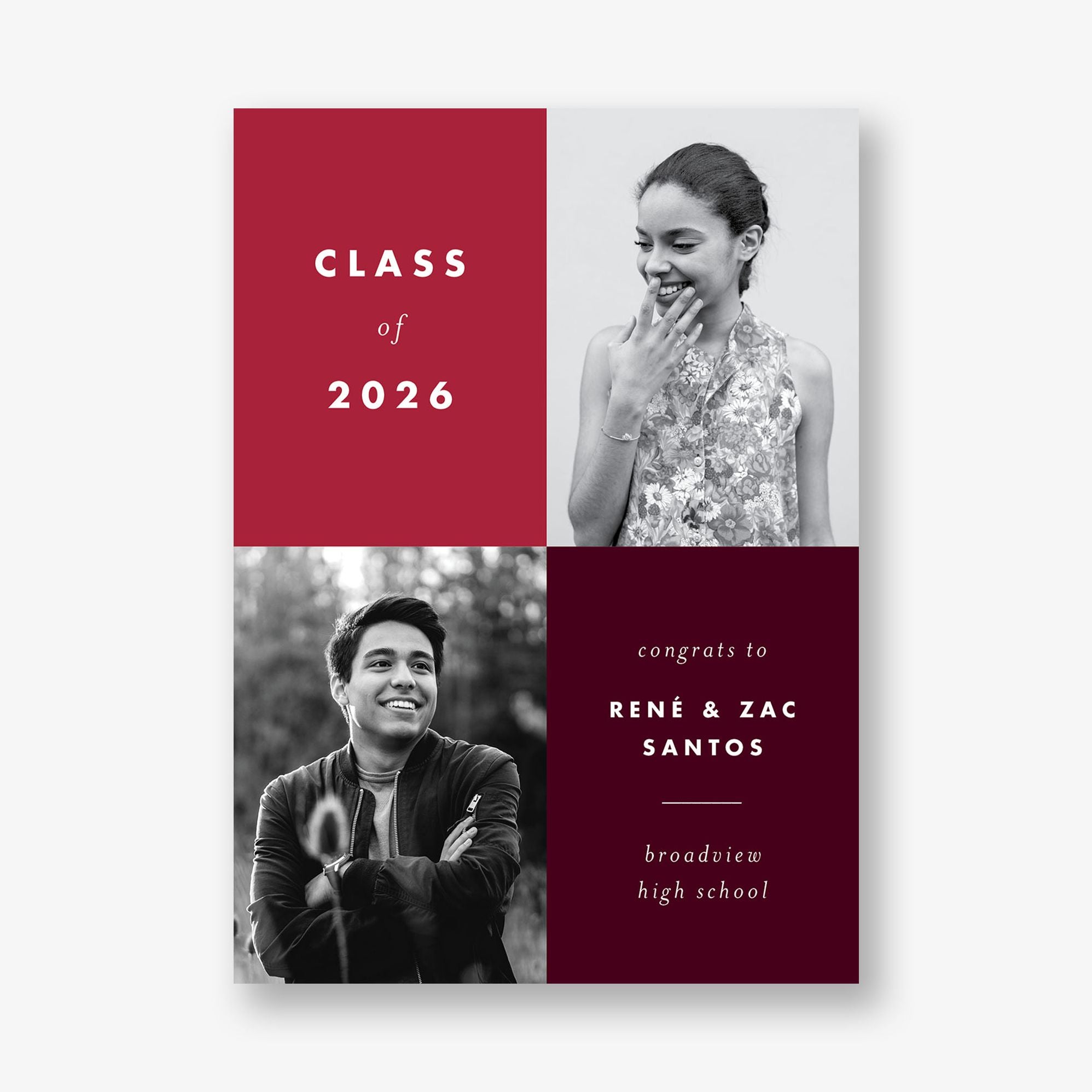 Color Blocks Dual Photo Graduation Announcement