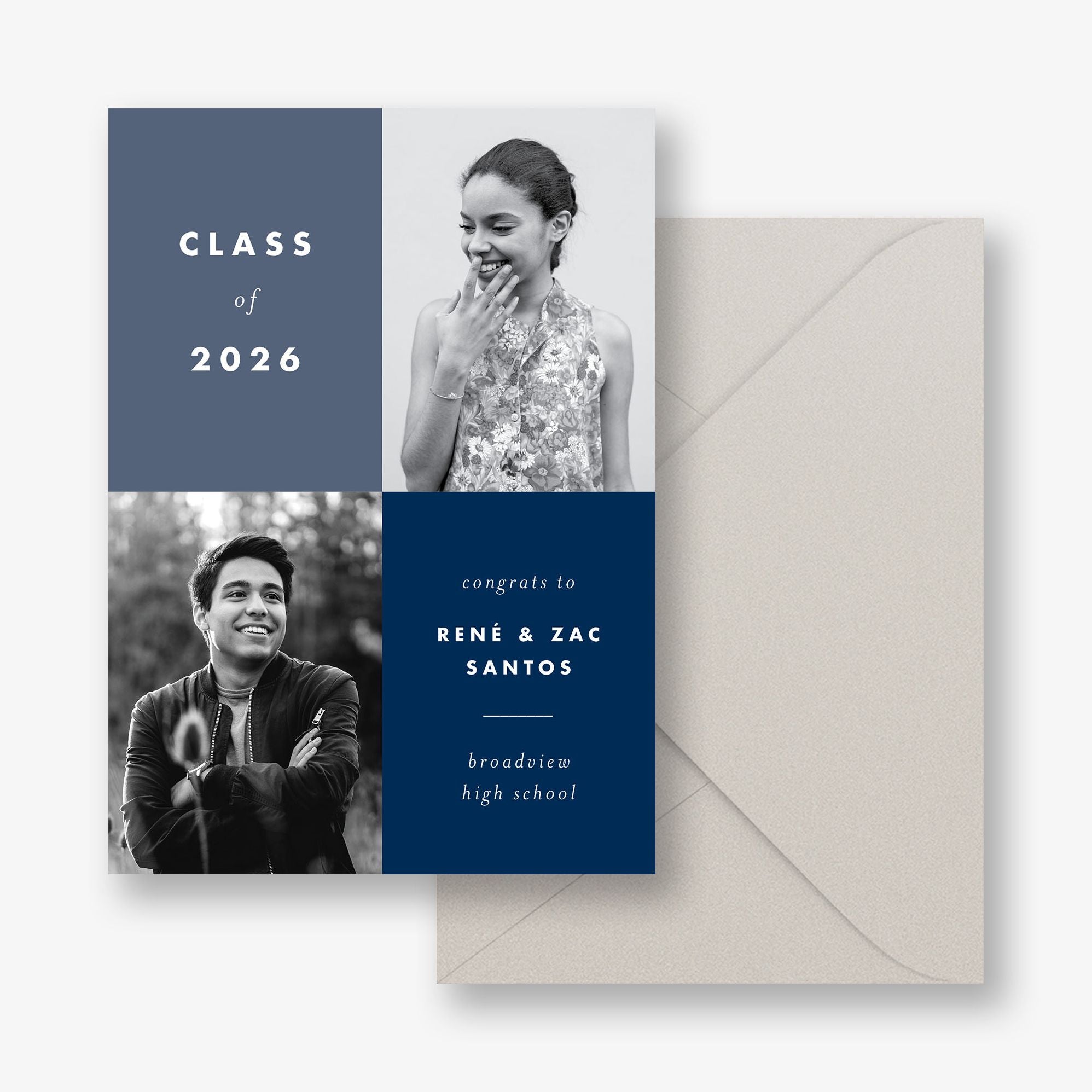 Color Blocks Dual Photo Graduation Announcement