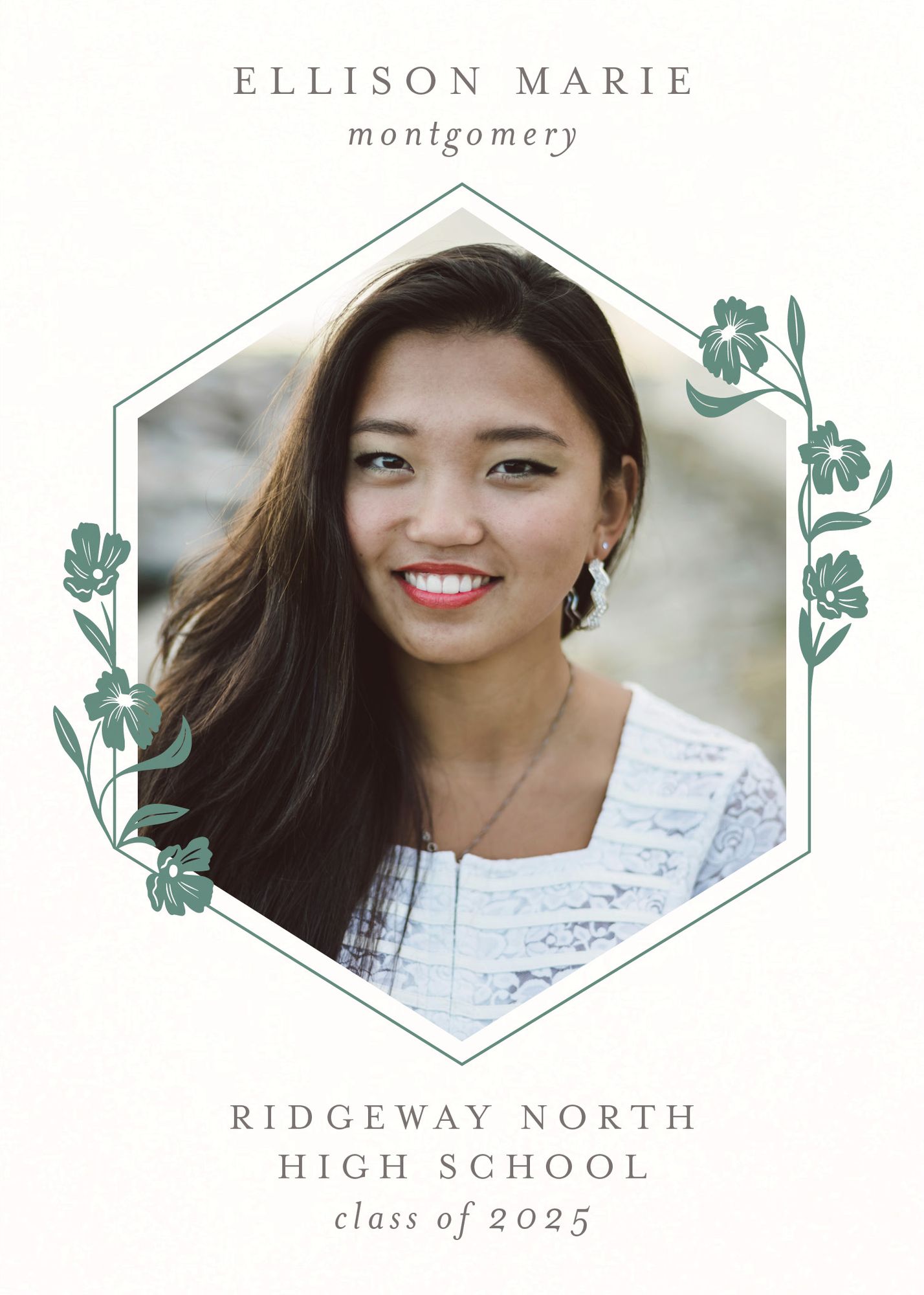 Fleur Geometric Frame Photo Graduation Announcement