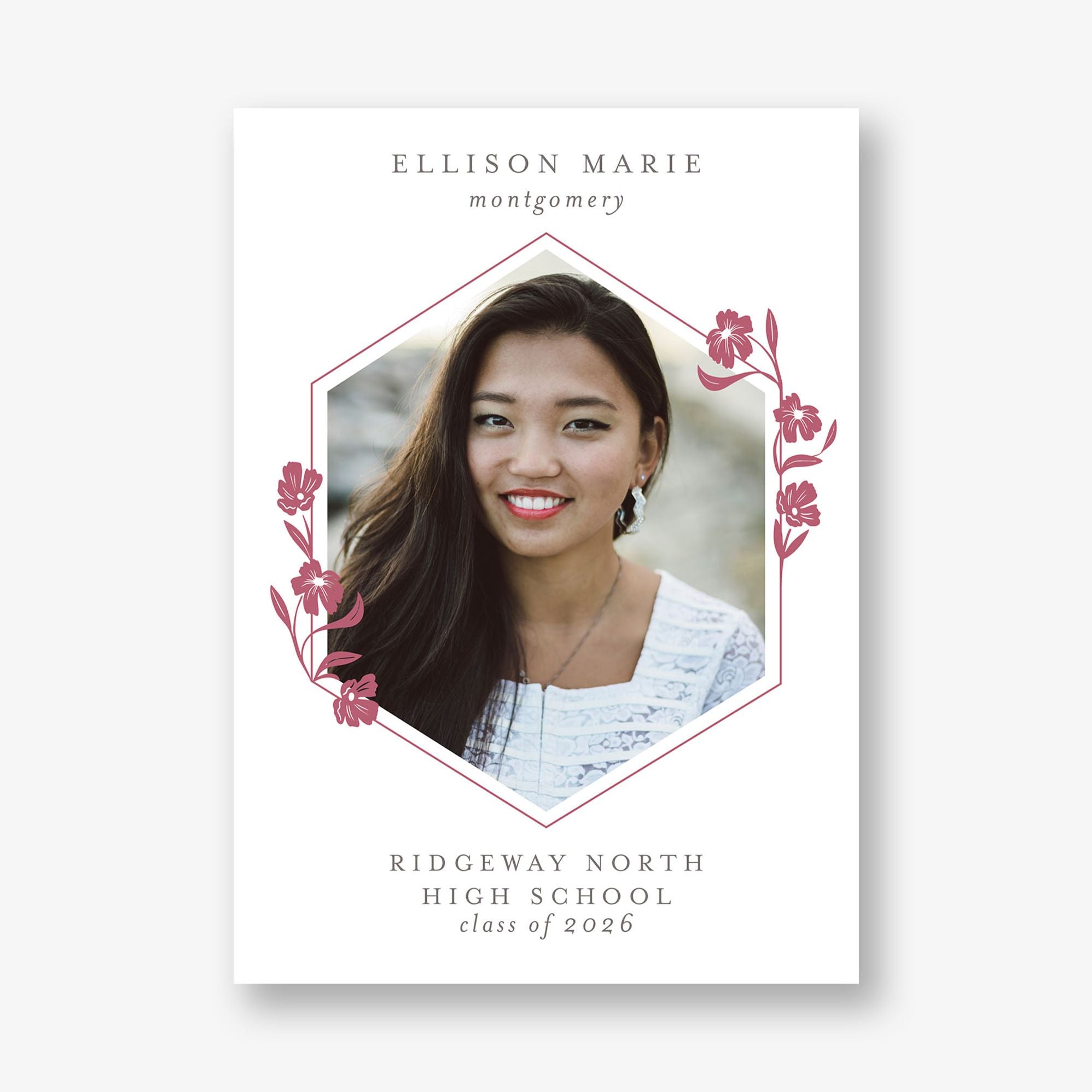 Fleur Geometric Frame Photo Graduation Announcement