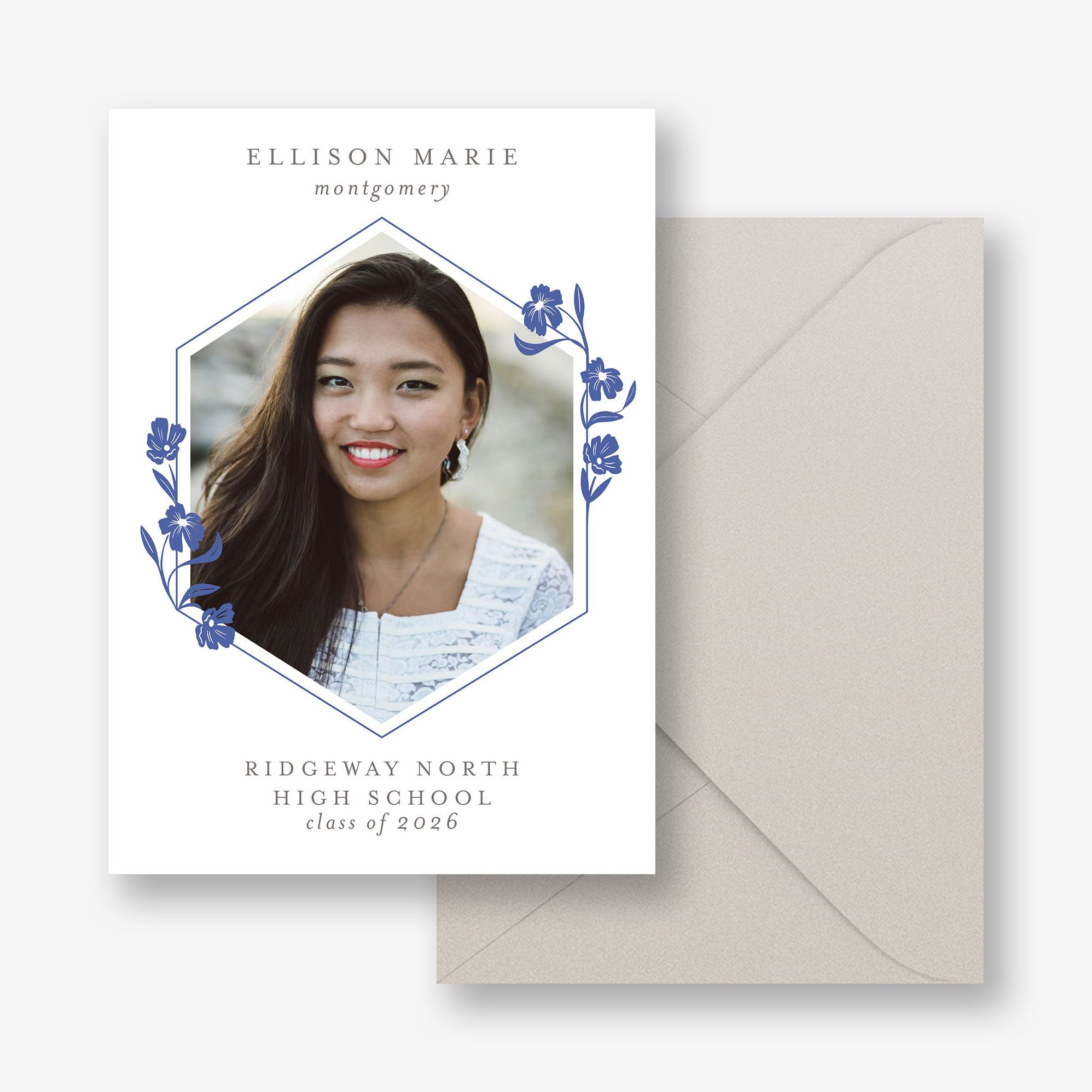 Fleur Geometric Frame Photo Graduation Announcement