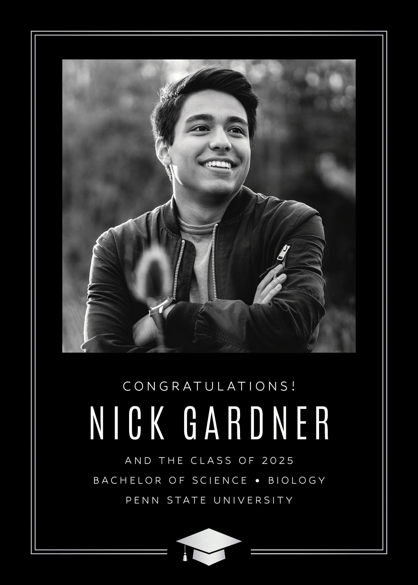 Classic Cap Foil Photo Graduation Announcement