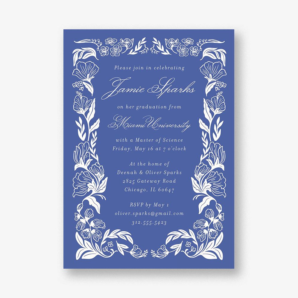 Wild Floral Frame Graduation Invitation