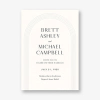Embossed Arc on White Wedding Invitation