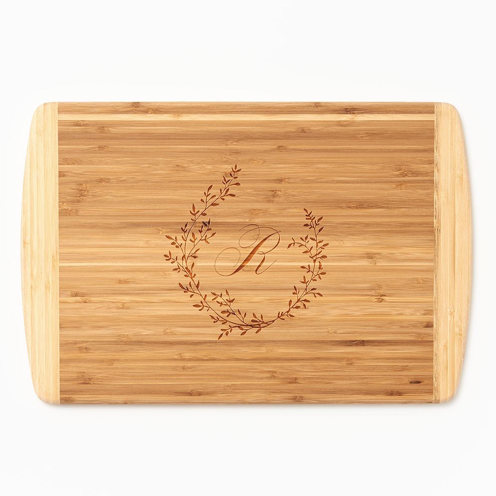 Bohemian Wreath Monogram Two-Tone Cutting Board