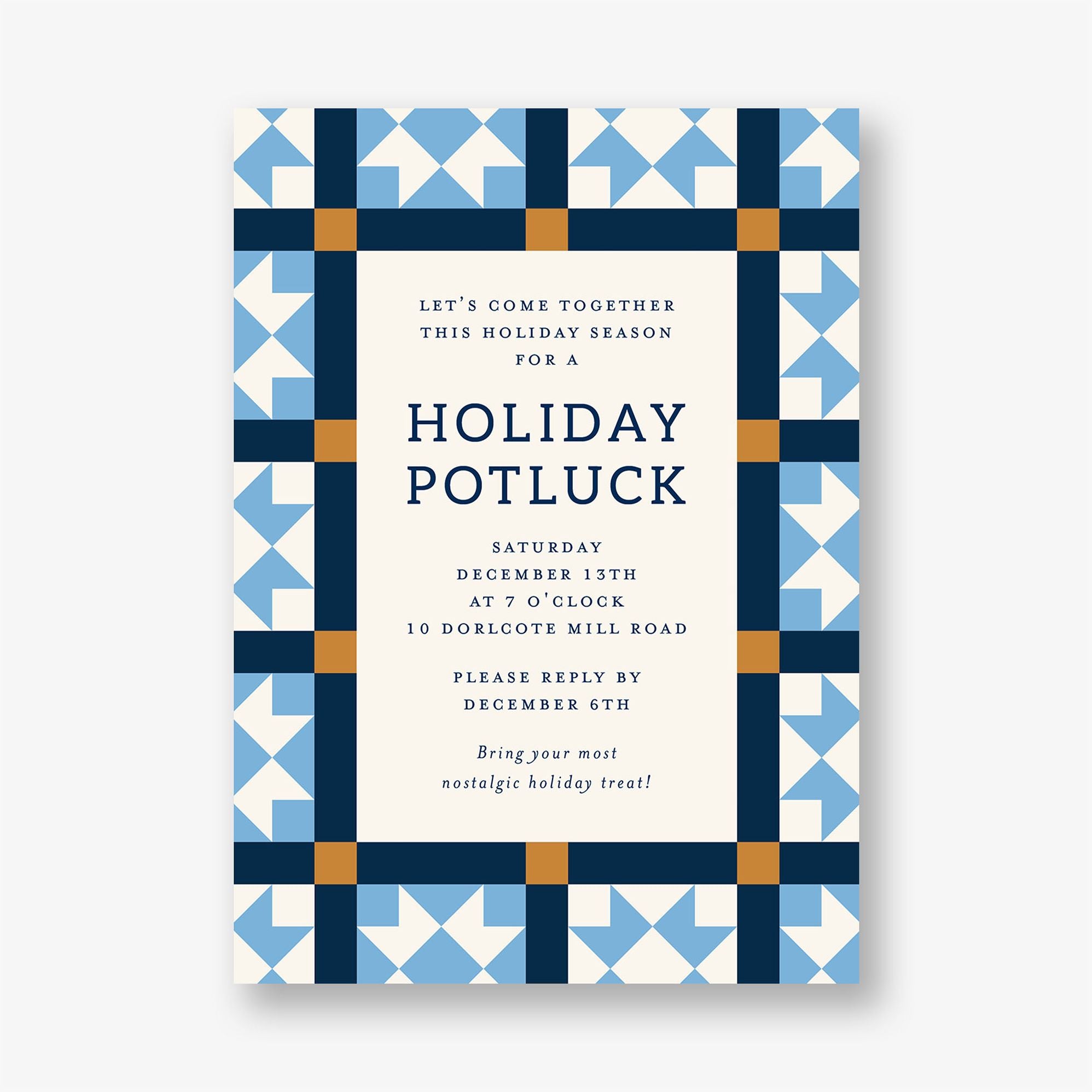 Patchwork Quilt Holiday Party Invitation