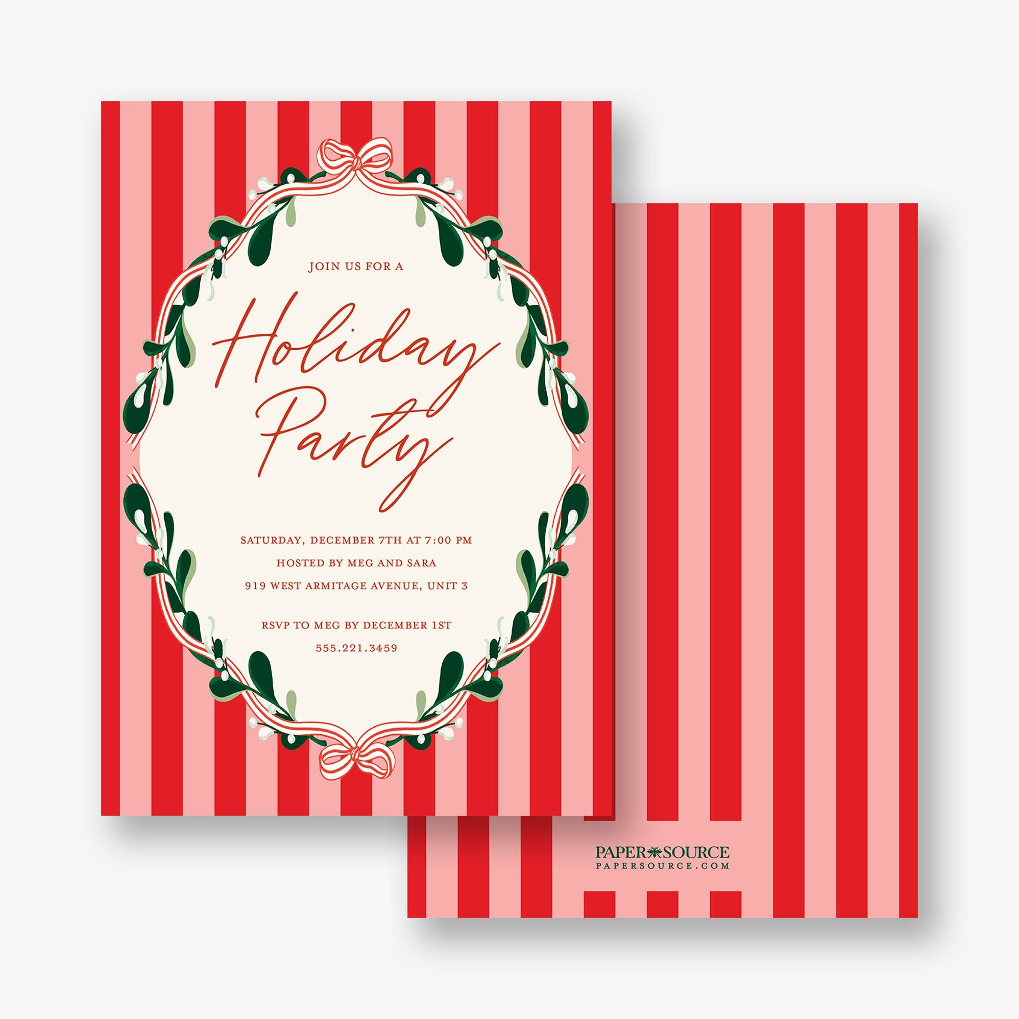 Holly and Stripes Party Invitation