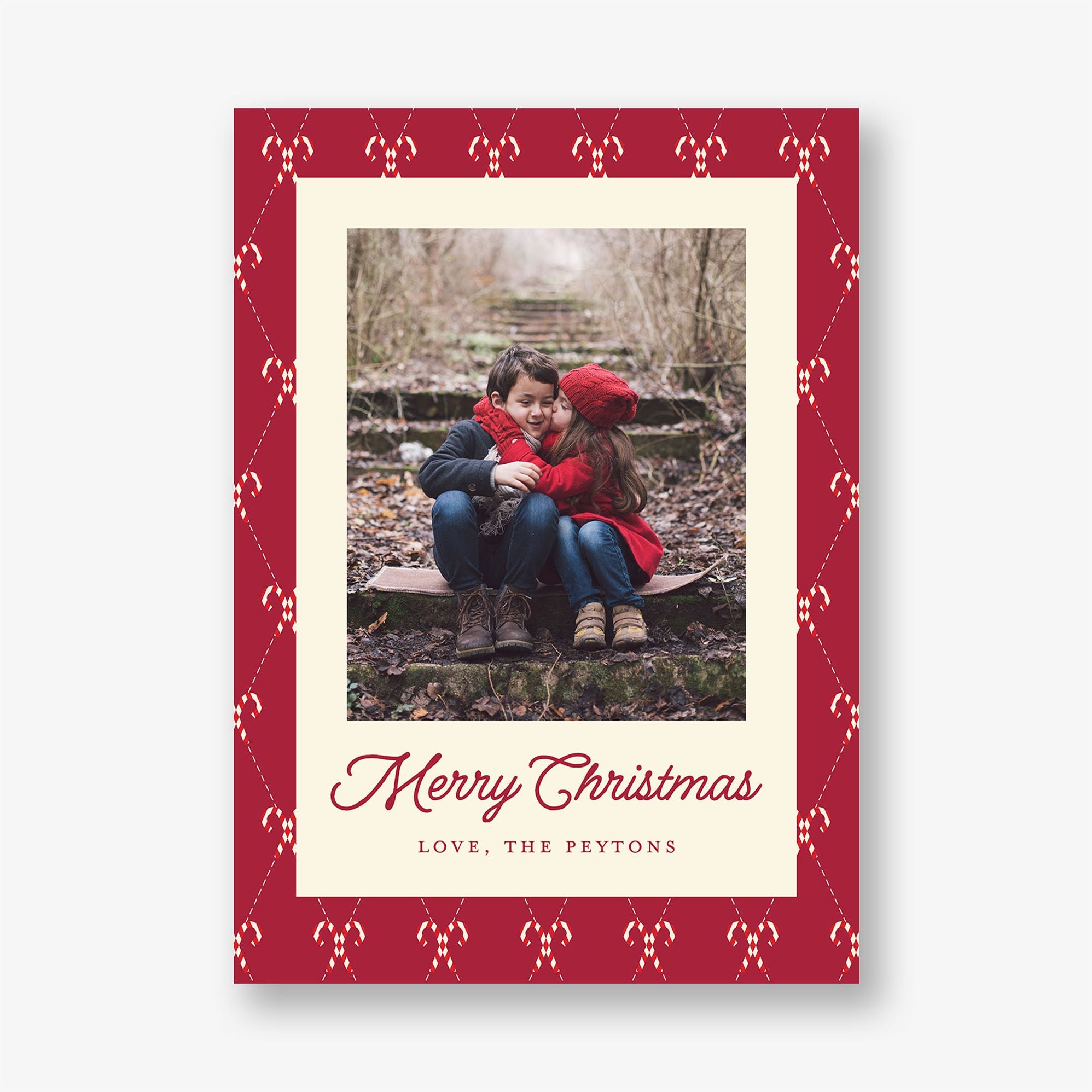 Candy Cane Argyle Holiday Photo Card