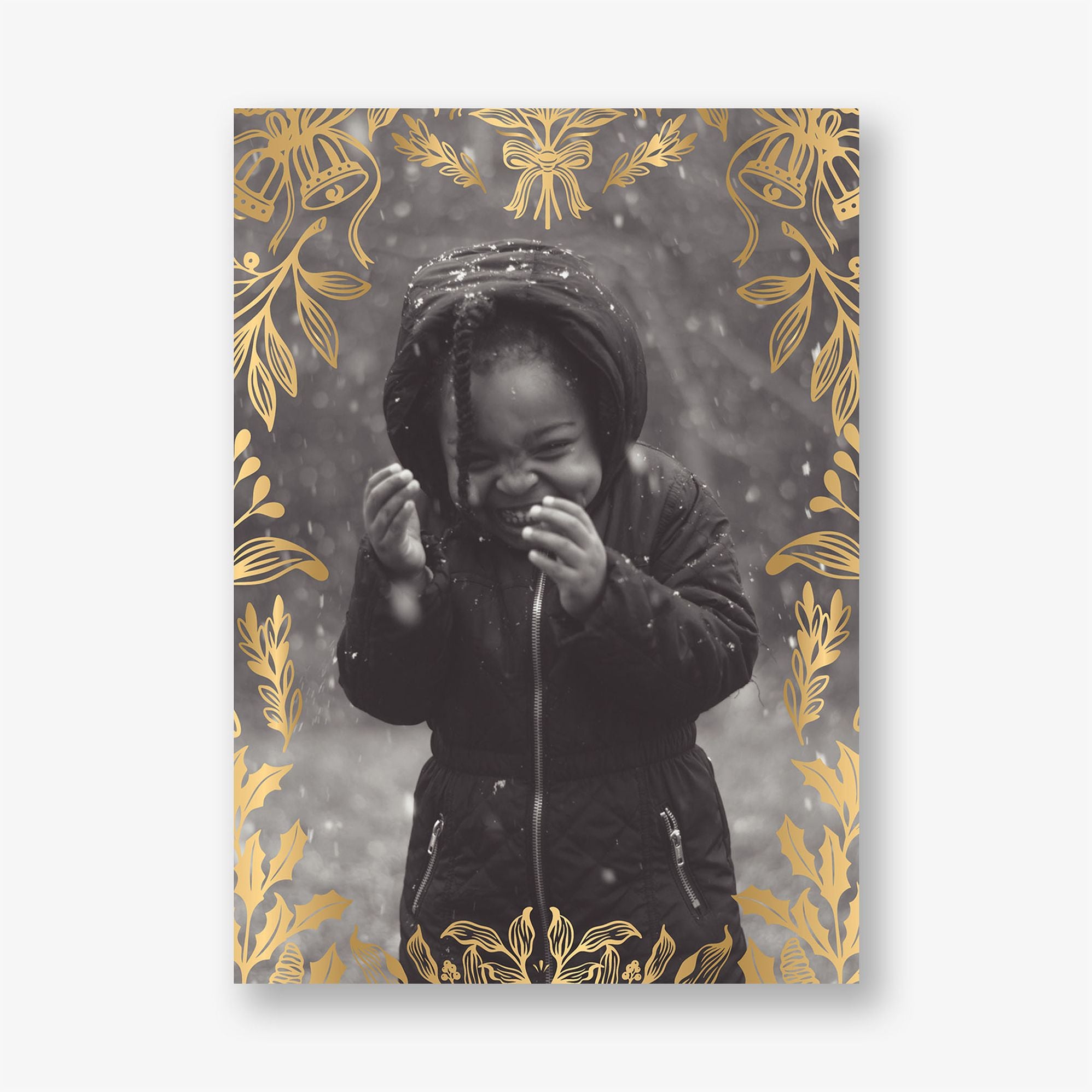 Botanical Bells Foil Frame Holiday Photo Card