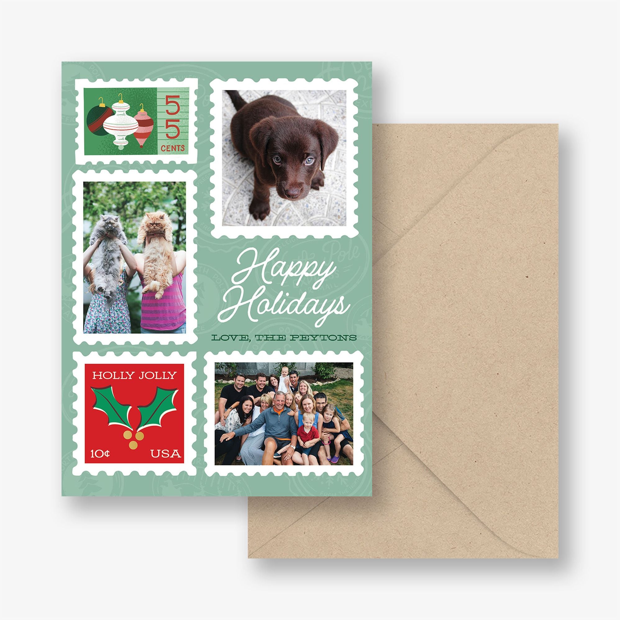 Holiday Stamp Collage Holiday Photo Card