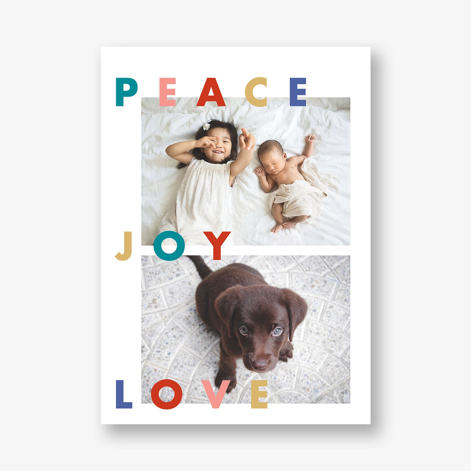 Colorful Peace Joy Love Holiday Photo Card