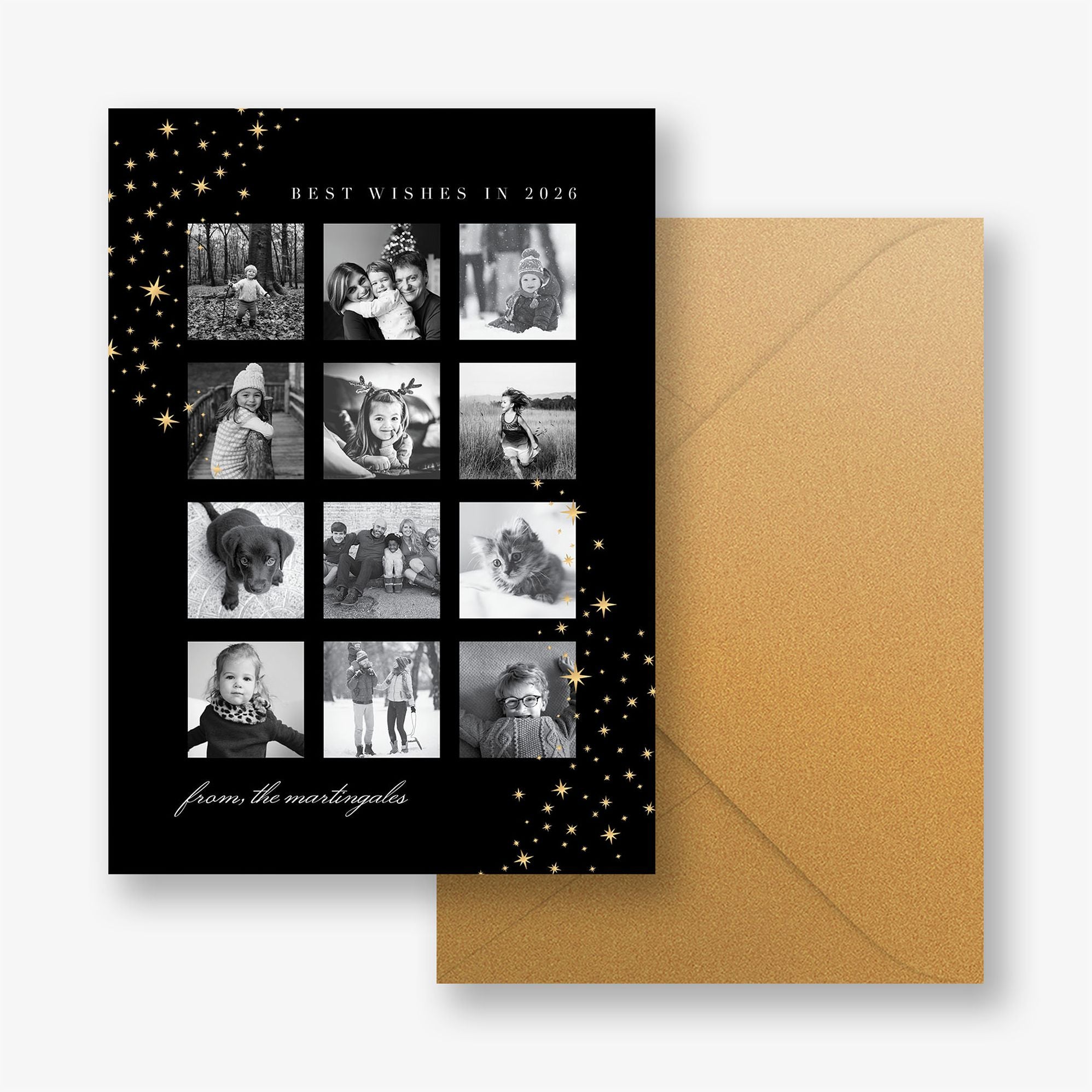 Twinkling Stars Foil New Years Photo Card