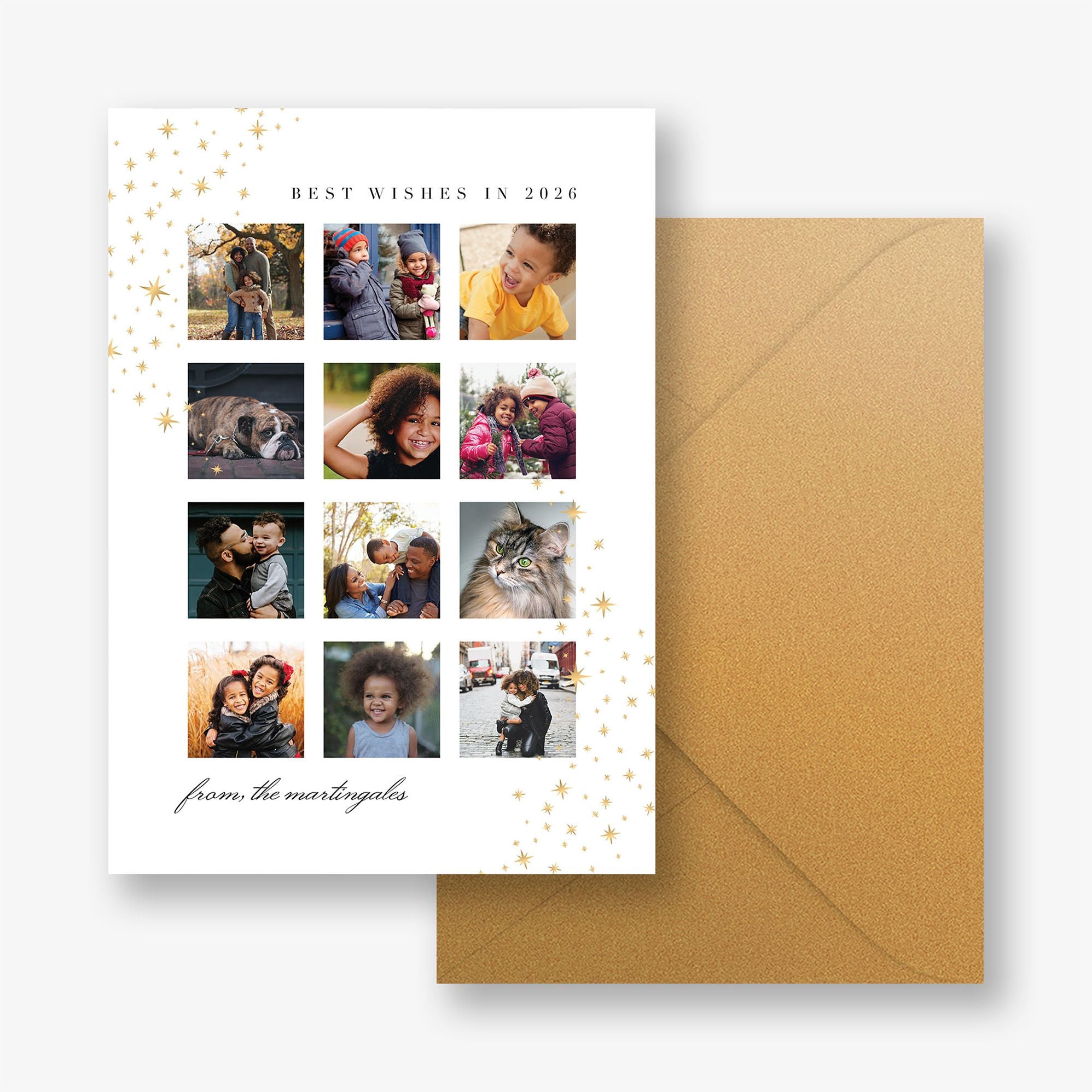 Twinkling Stars Foil New Years Photo Card