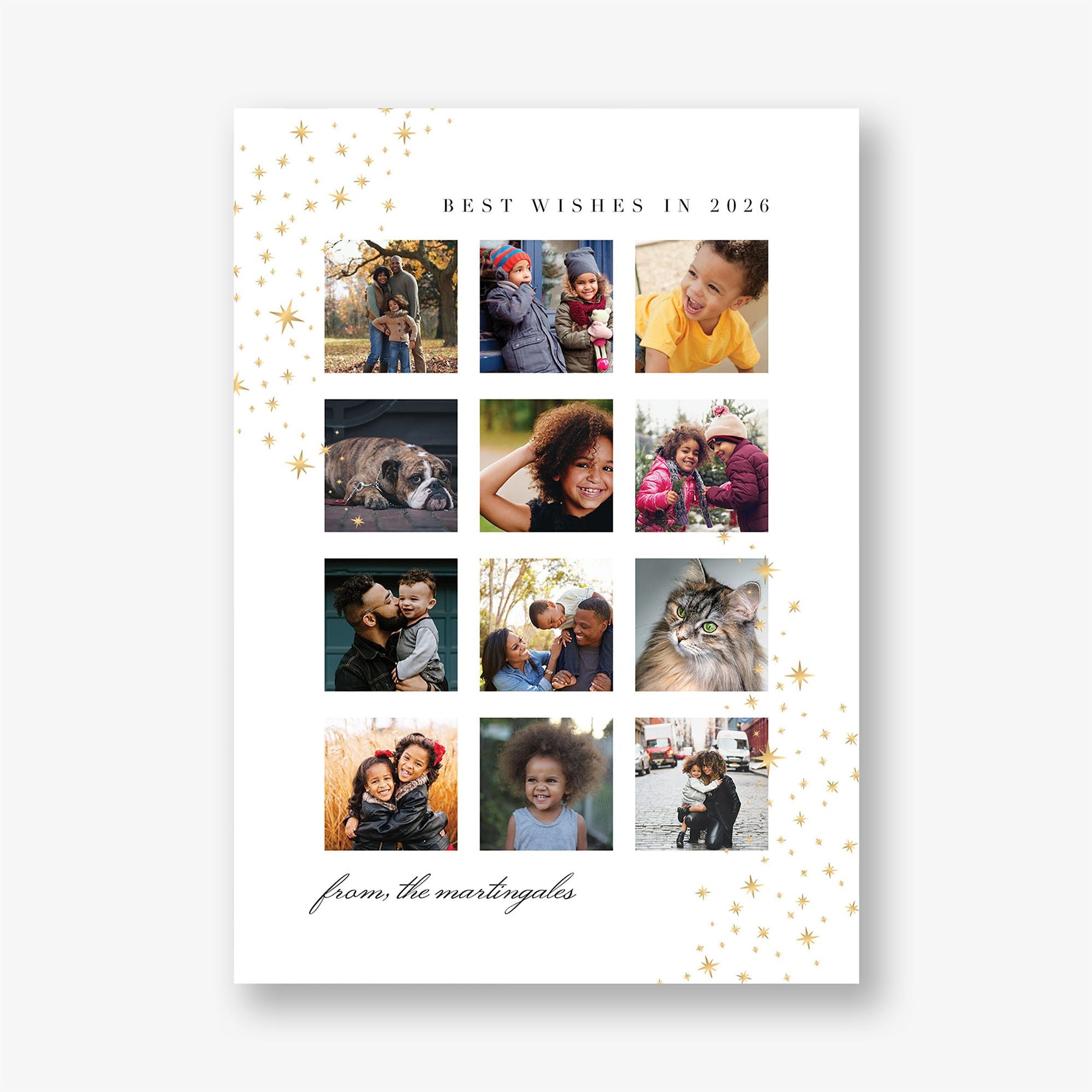 Twinkling Stars Foil New Years Photo Card
