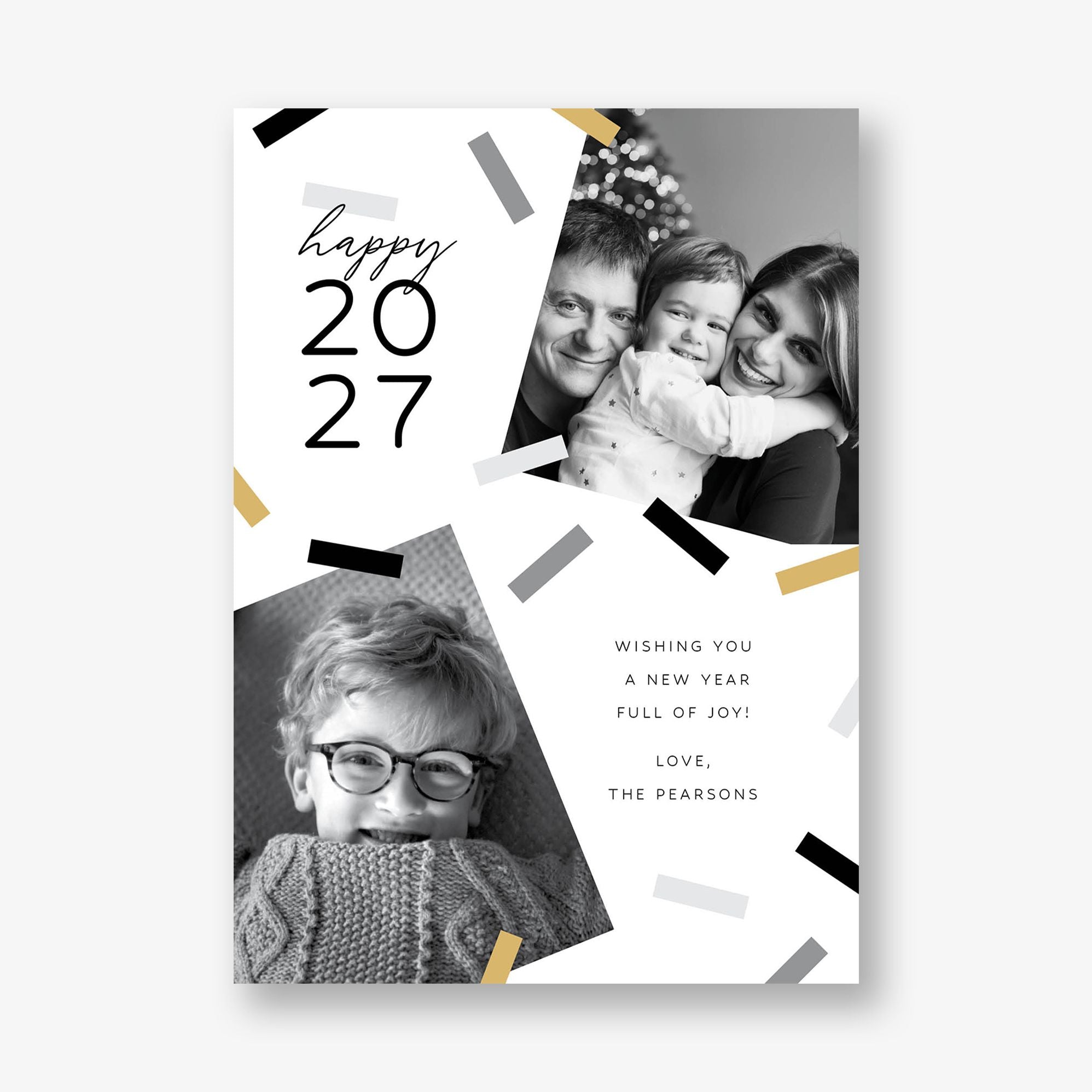 Cheerful Confetti New Years Photo Card
