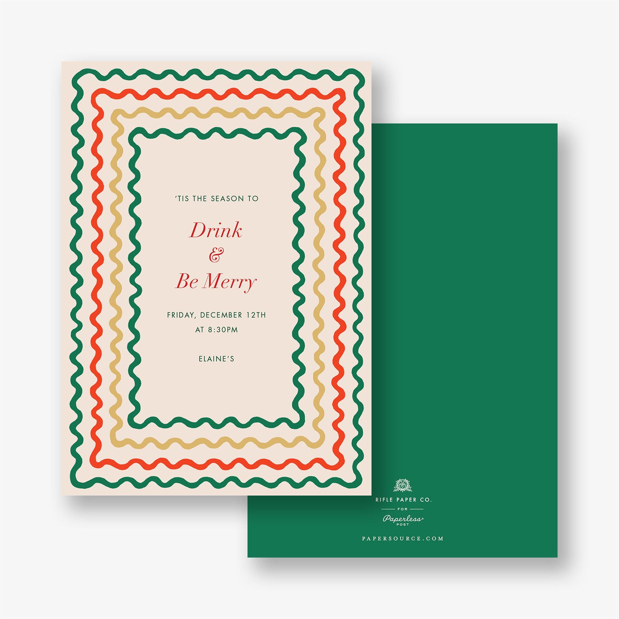 Holiday Ribbon Stripe Party Invitation