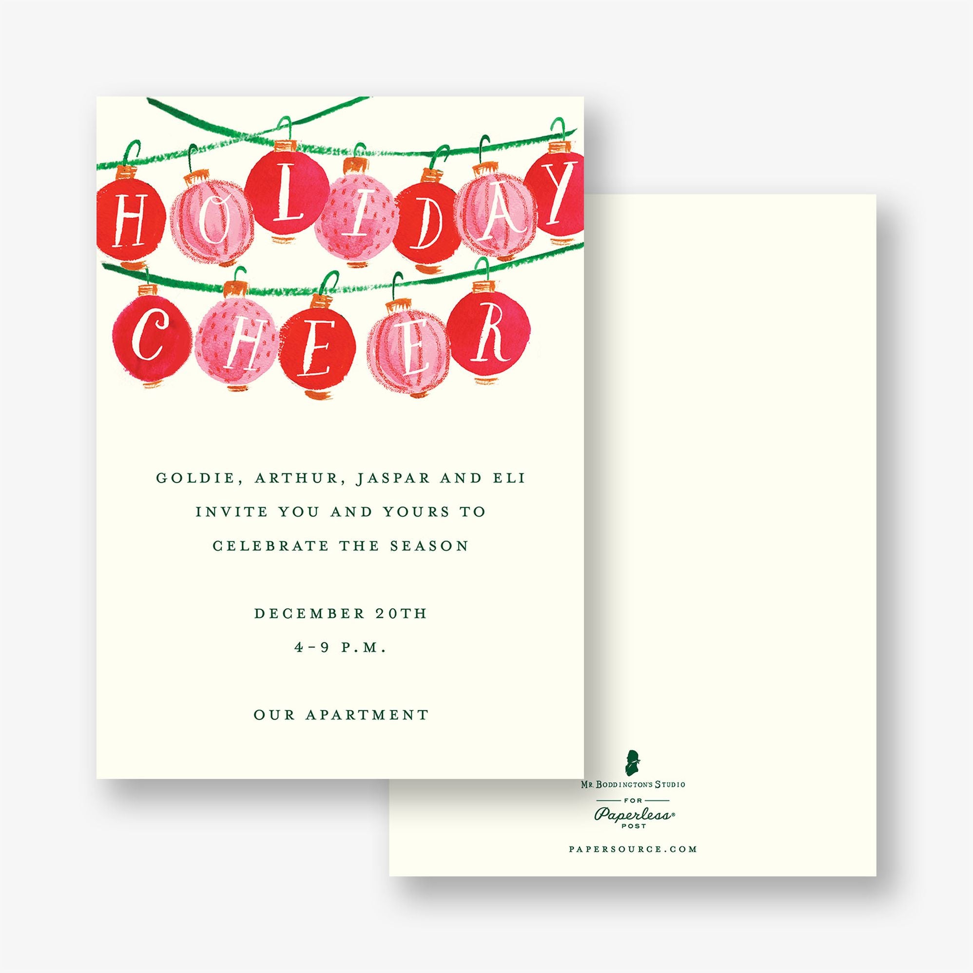 Cheery Ornaments Holiday Party Invitation
