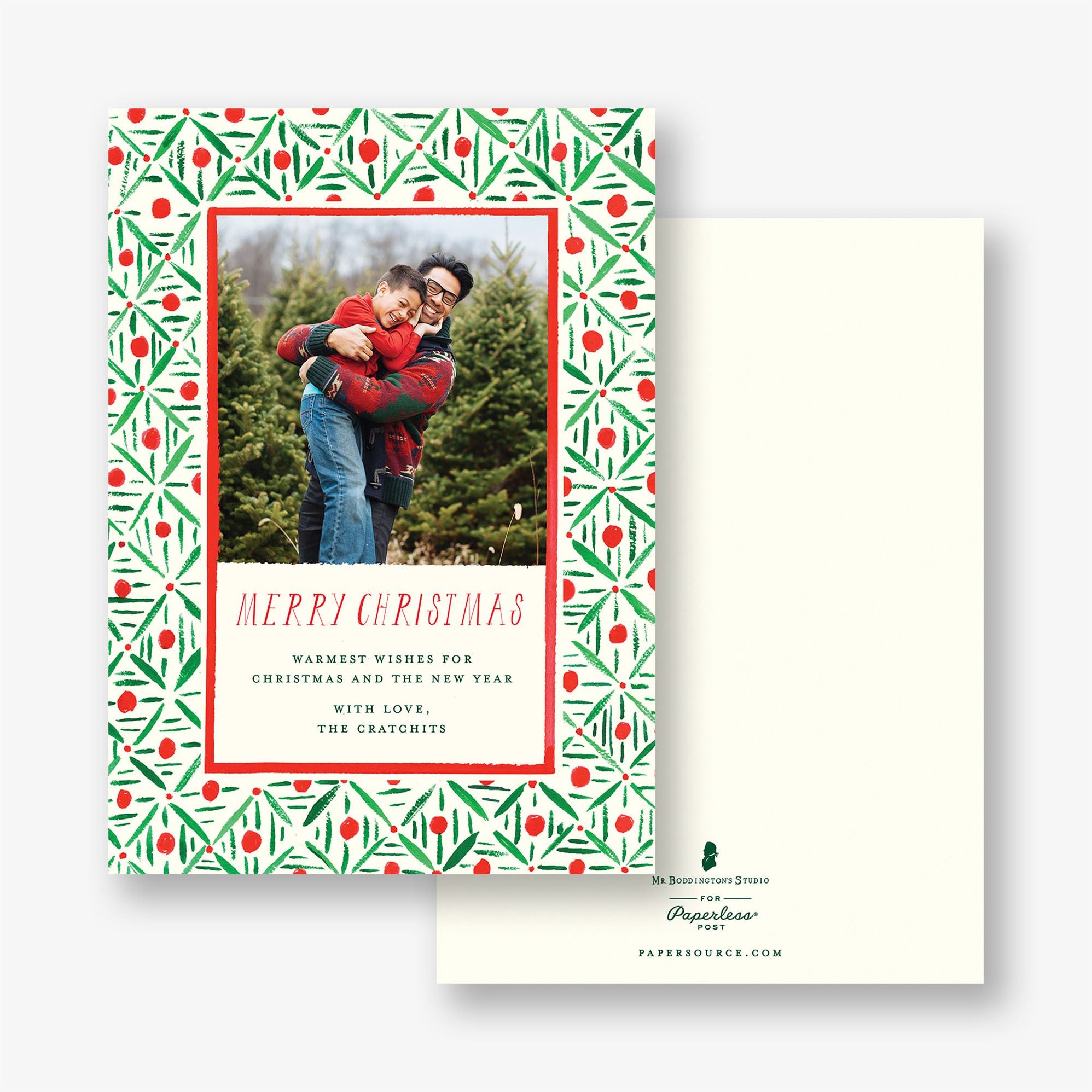 Red and Green Pattern Holiday Photo Card