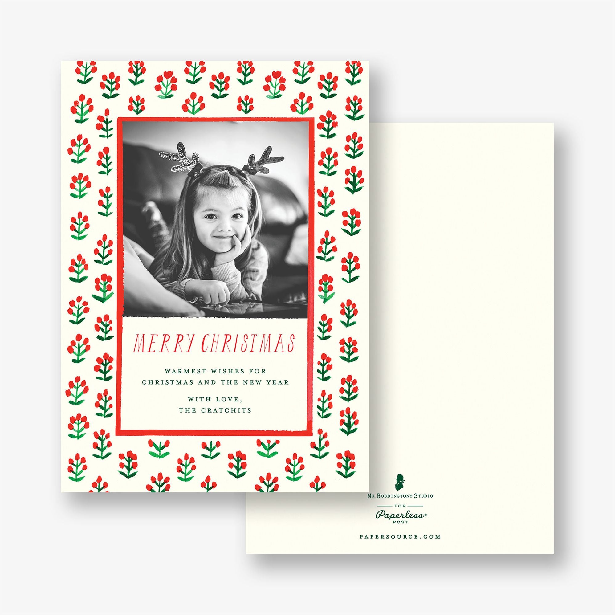 Sprig Pattern Holiday Photo Card
