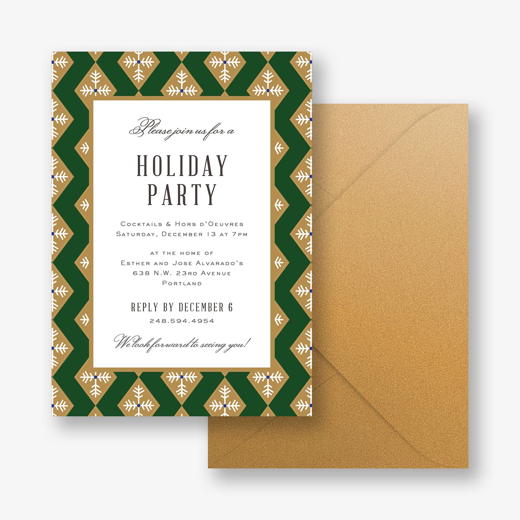 Diamond Snowflakes Holiday Party Invitation