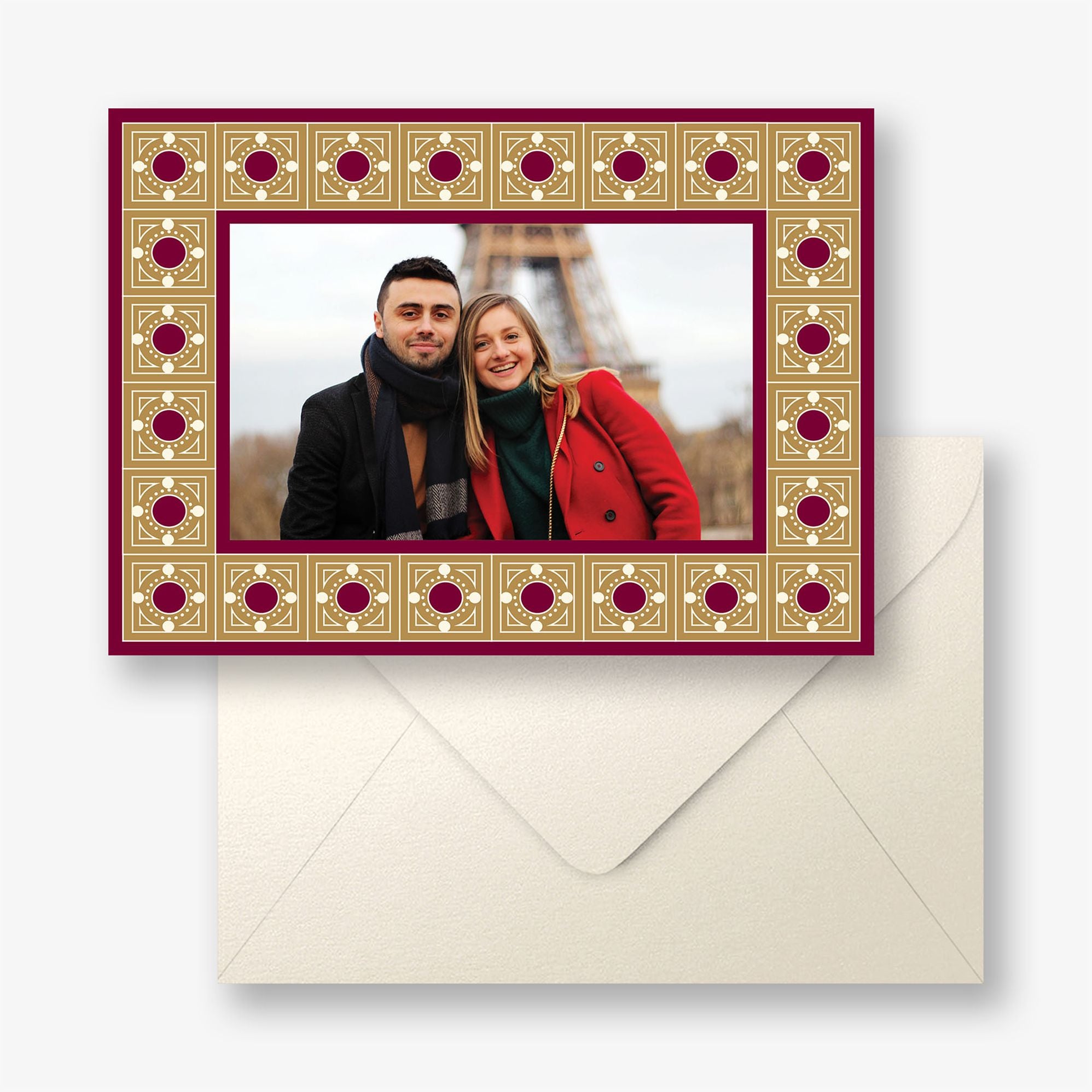 Garnet Tile Frame Holiday Photo Card