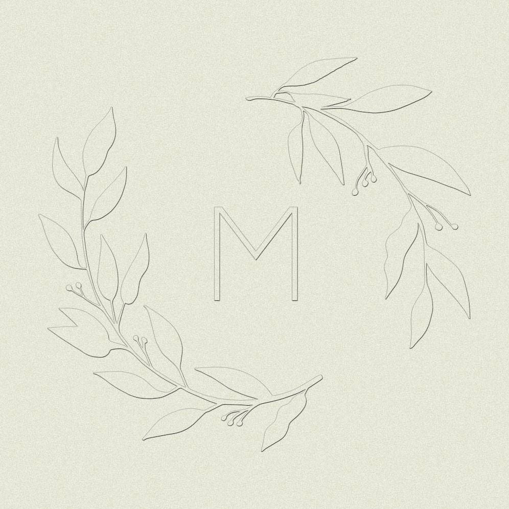 Monogram Leaves Custom Embosser Plate with Embossing Tool
