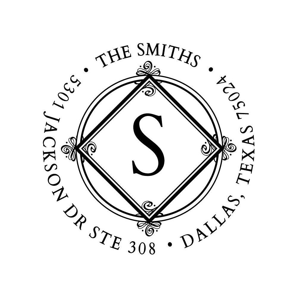 Circle in Diamond Monogram Custom Stamp and Stamp Tool