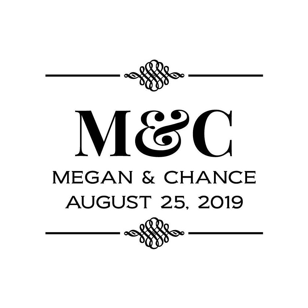 Double Line Flourish Wedding Custom Stamp