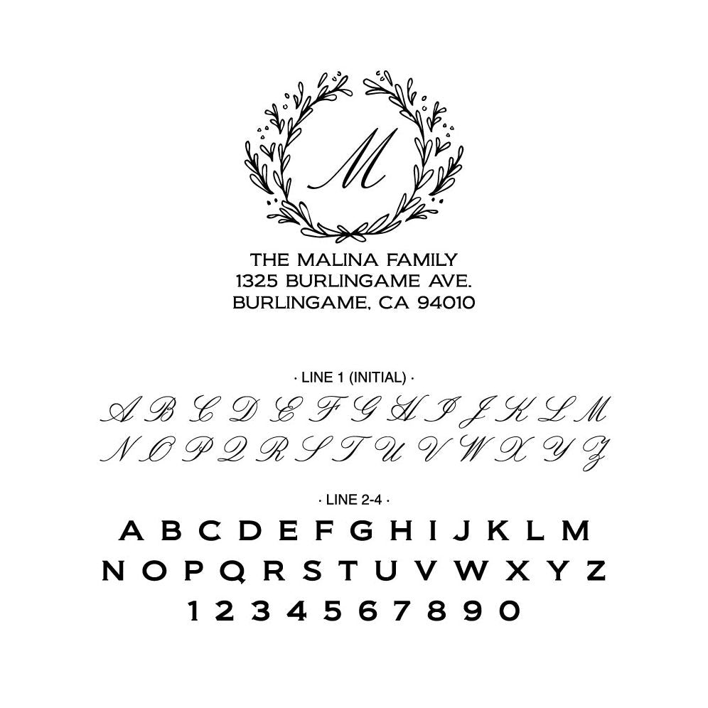 Monogram Wreath Custom Stamp
