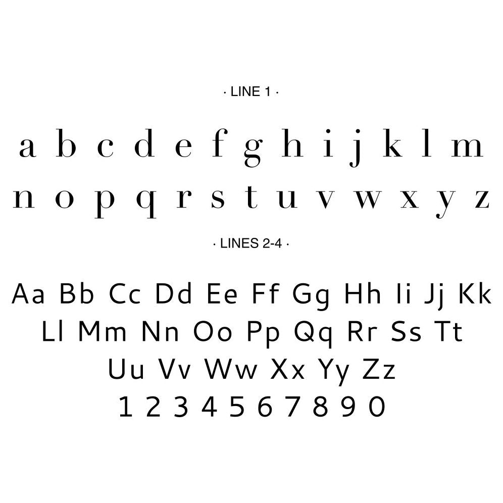 Lowercase Initials Custom Embosser Plate with Embossing Tool