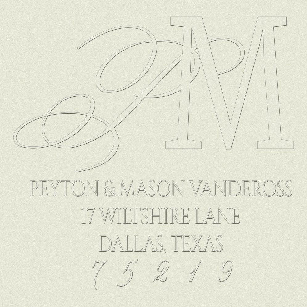 Serif Script Pair Custom Embosser Plate with Embossing Tool