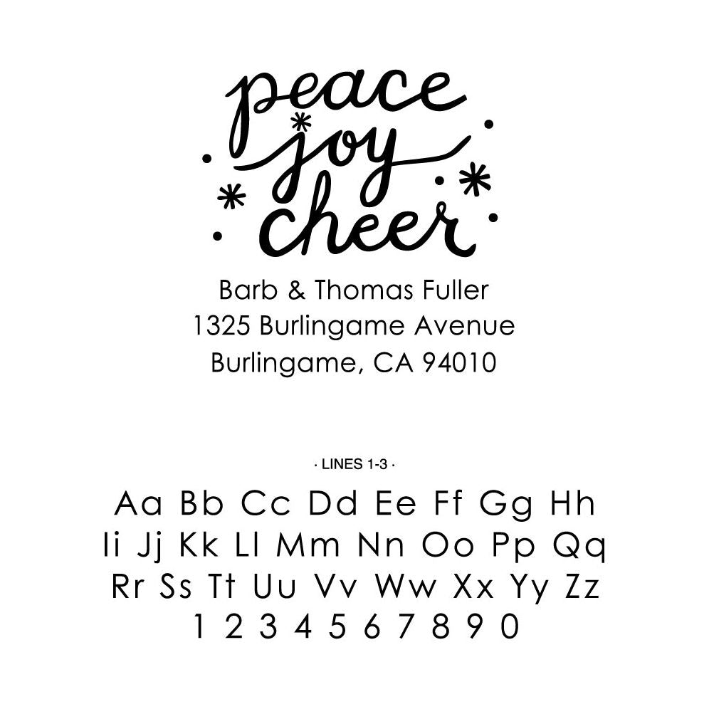 Peace Joy Cheer Script Custom Stamp
