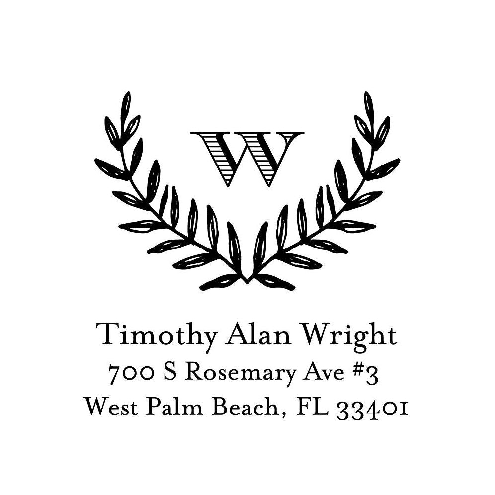 Monogram Laurel Custom Stamp and Stamp Tool