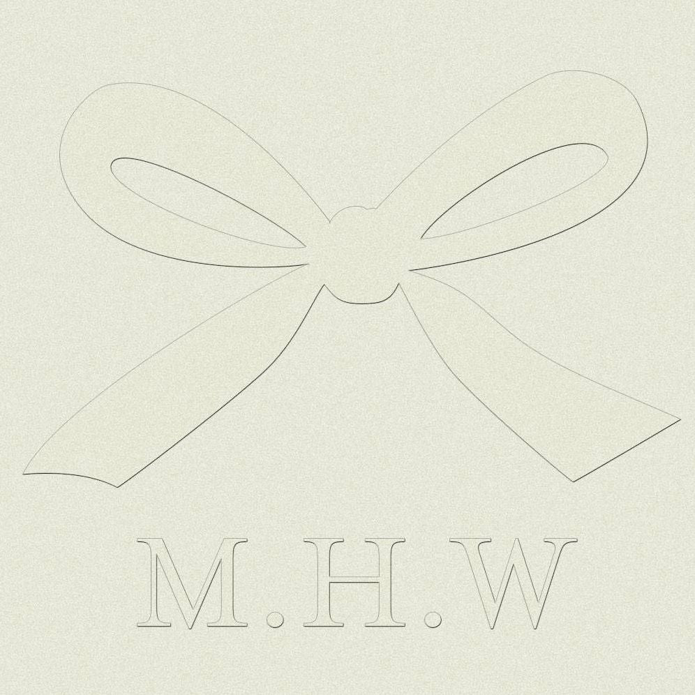 Monogram Bow Custom Embosser Plate with Embossing Tool
