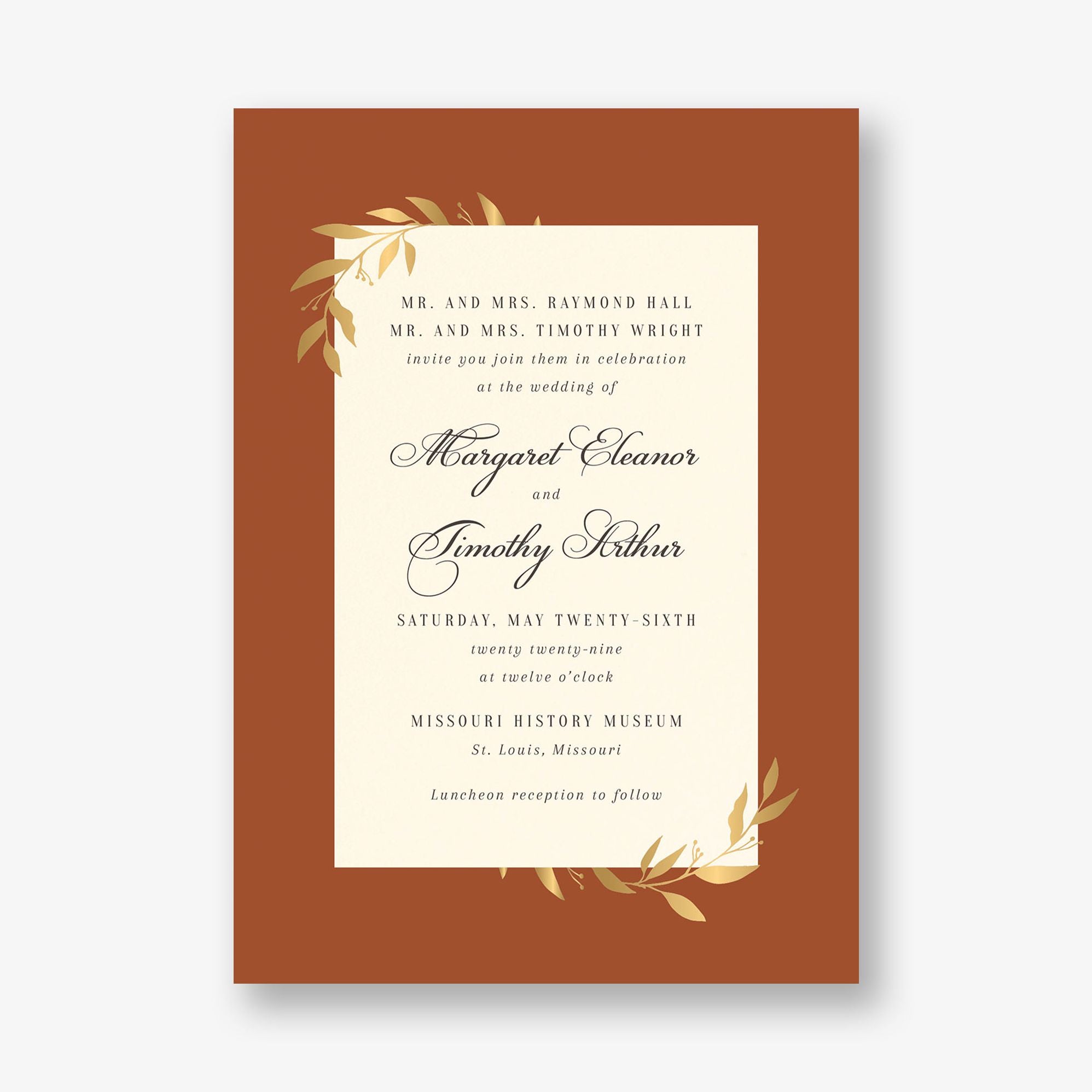 Wrapped Vines Foil Wedding Invitation