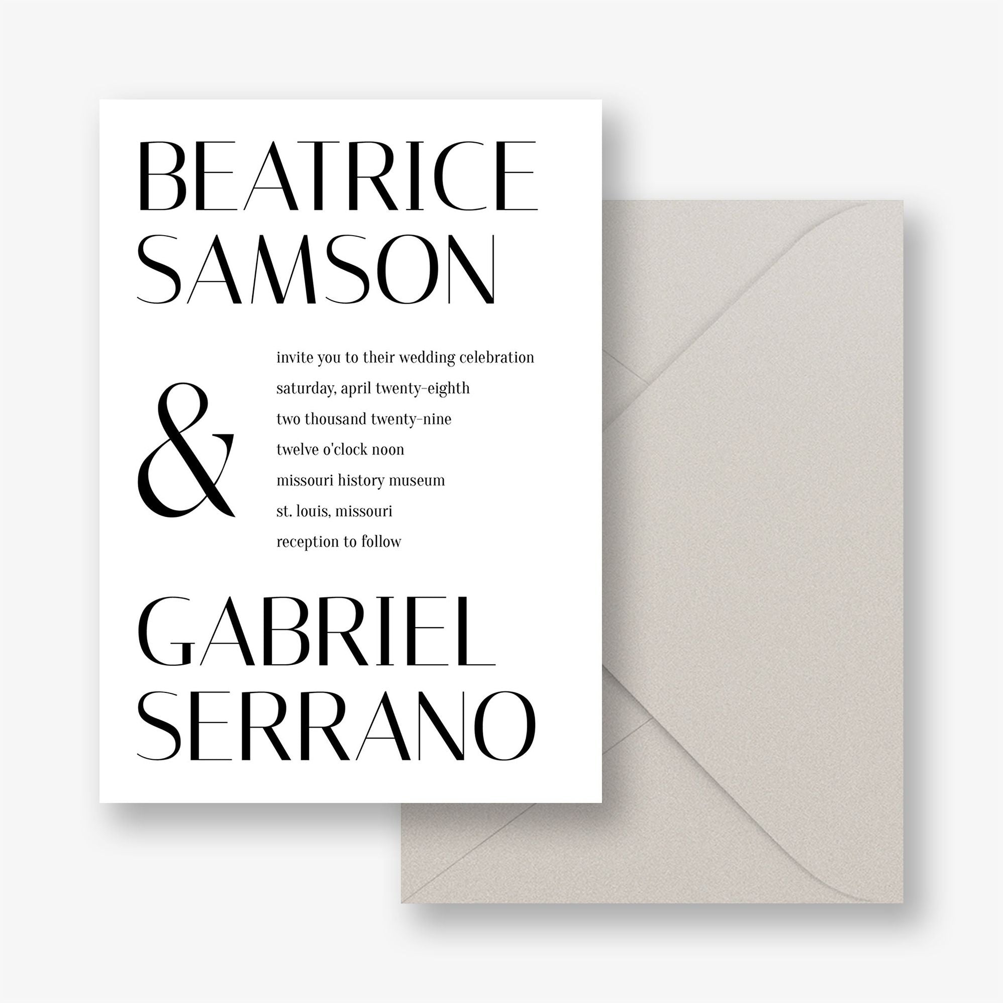 Stacked Deco Type Wedding Invitation