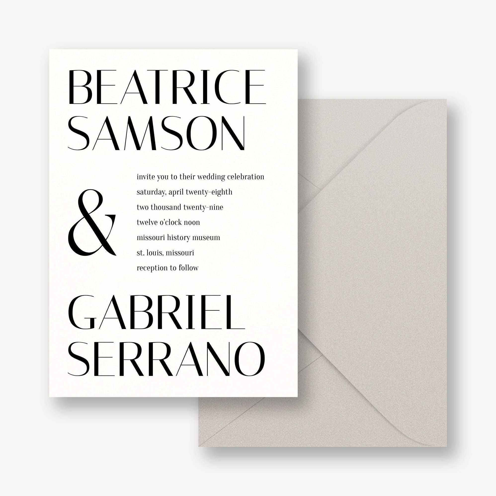 Stacked Deco Type Wedding Invitation