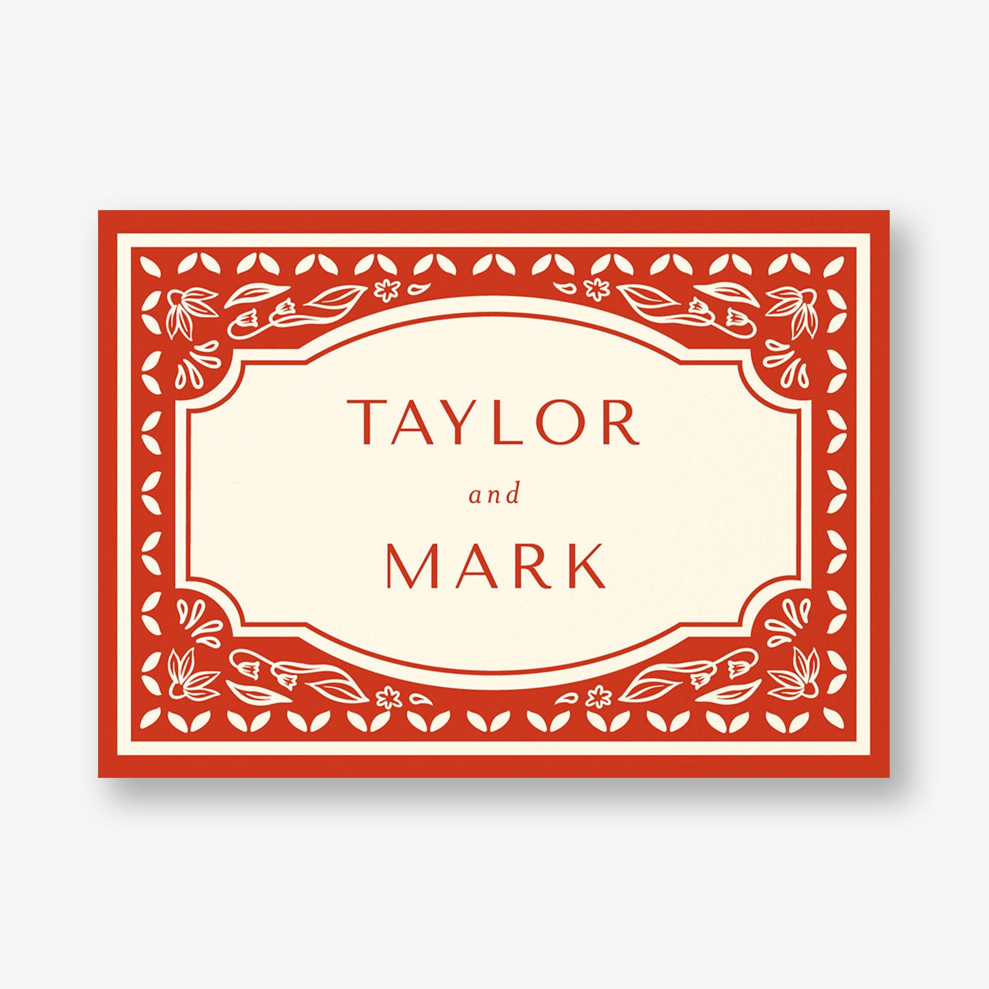 Folk Floral Frame Stationery Card