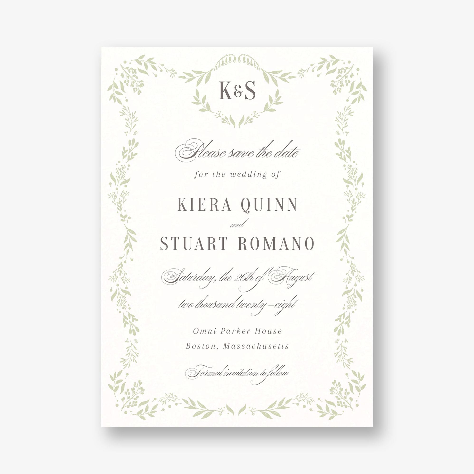 Winding Flora Frame Save the Date