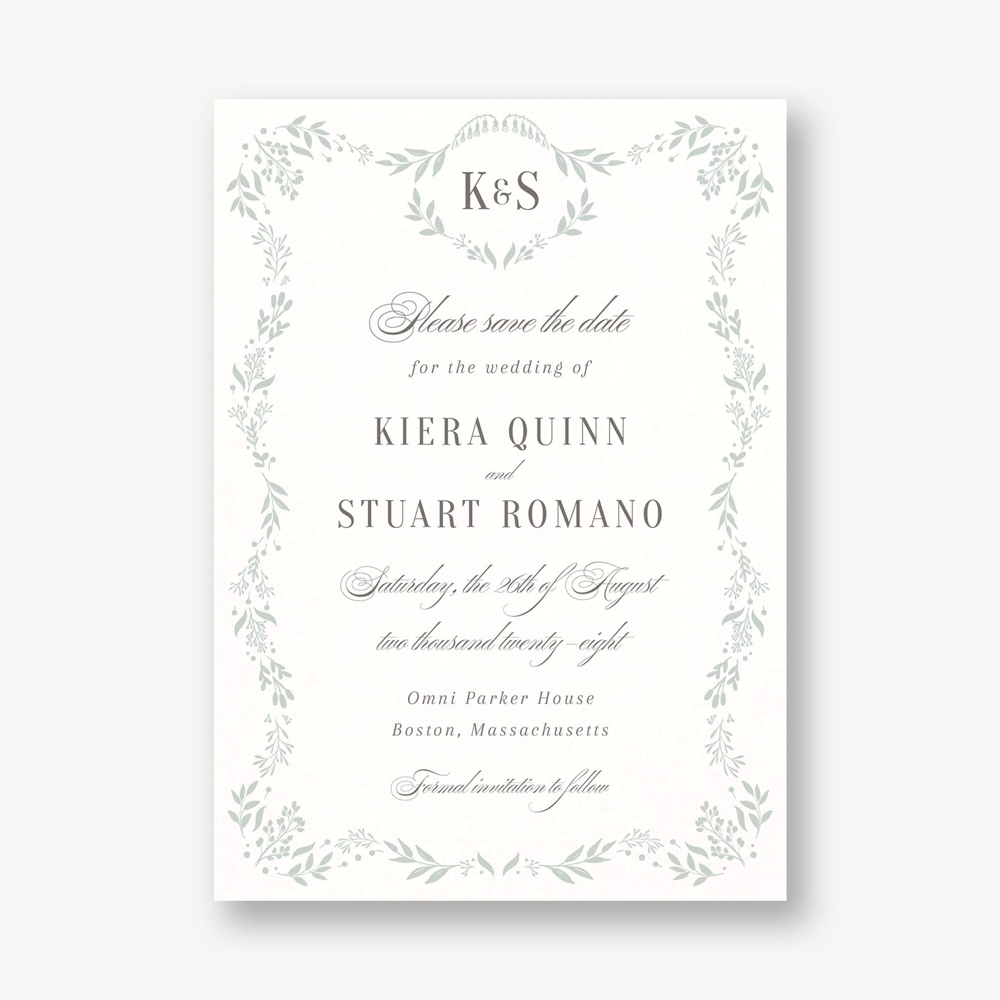 Winding Flora Frame Save the Date