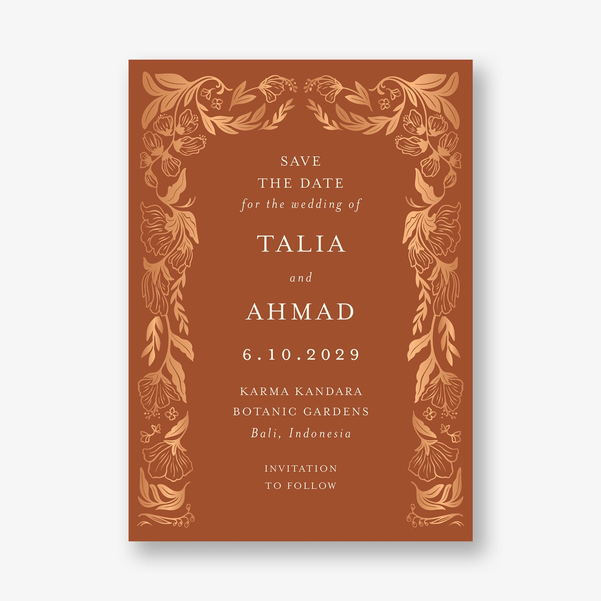 Bold Botanical Arch Foil Save the Date