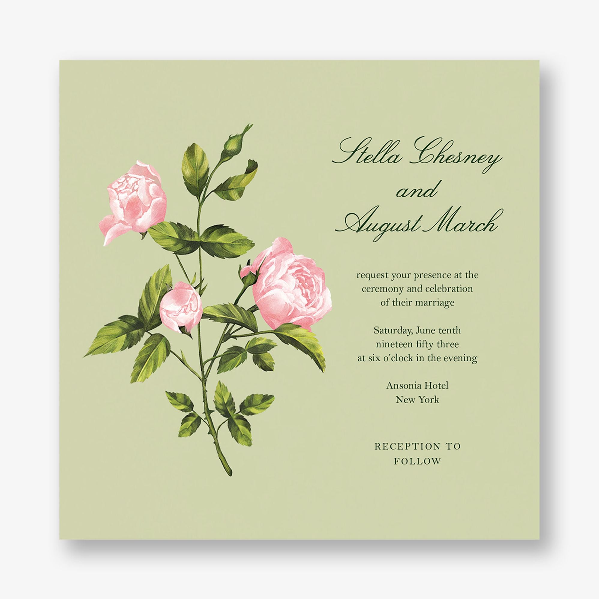 Rose Sprig Wedding Invitation