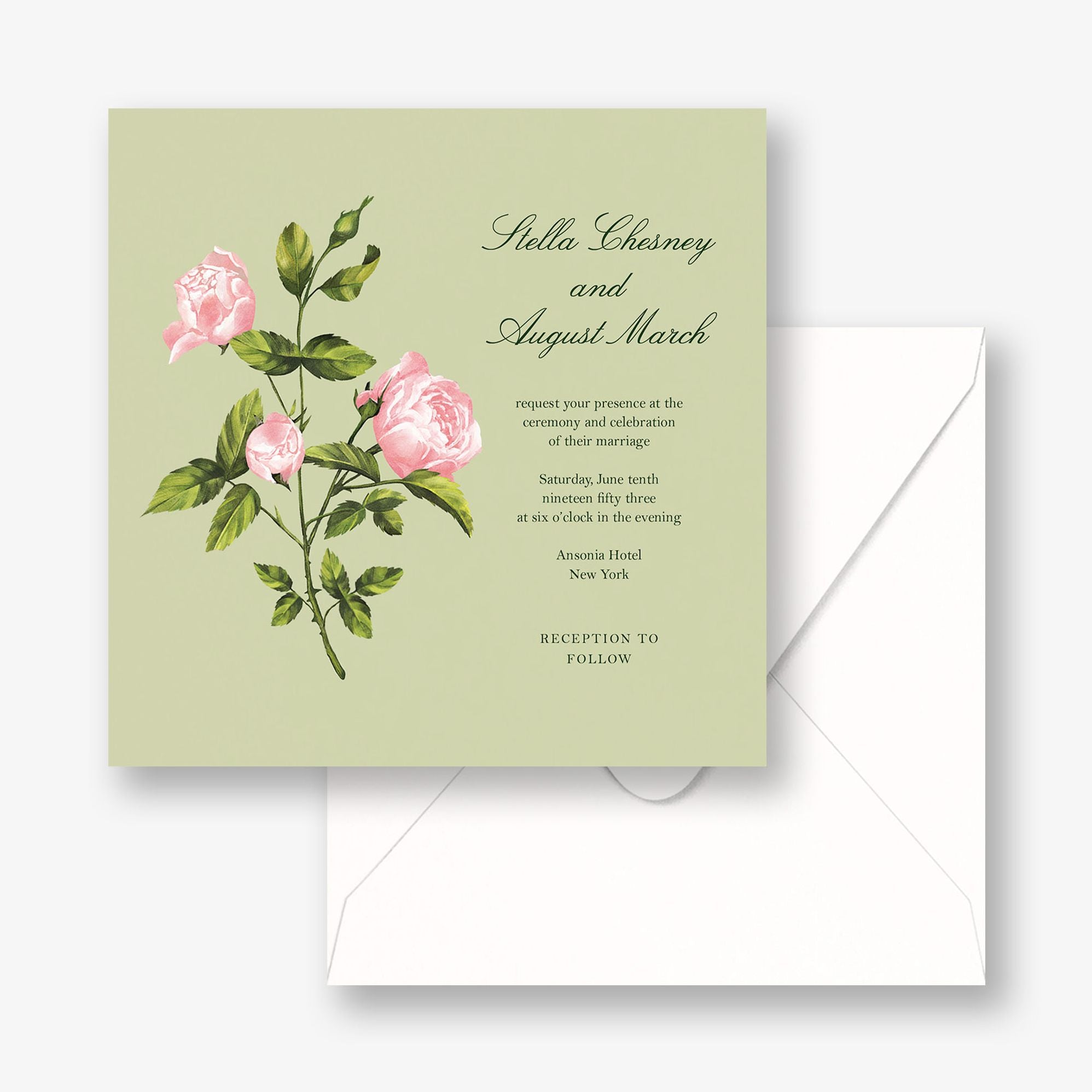 Rose Sprig Wedding Invitation