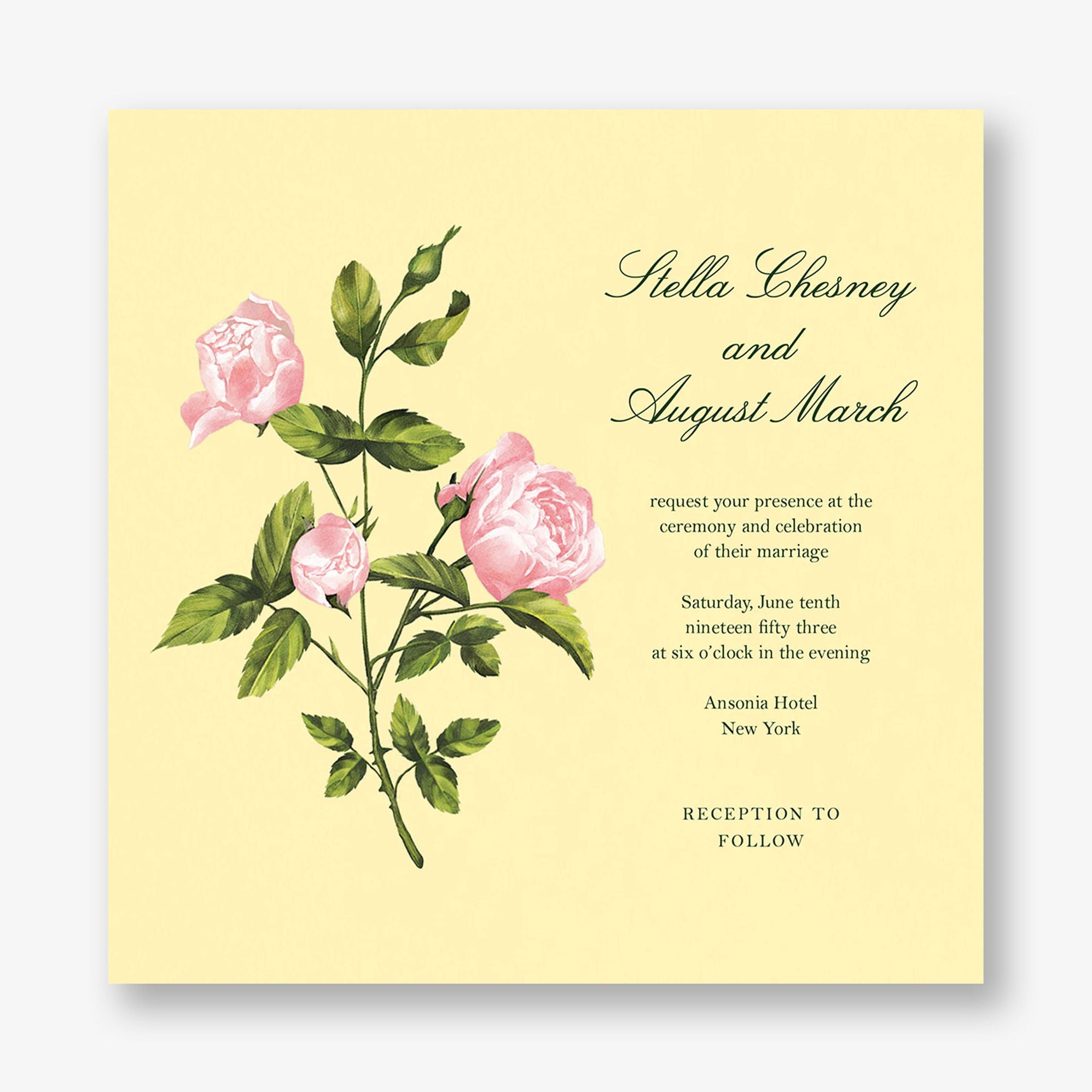 Rose Sprig Wedding Invitation