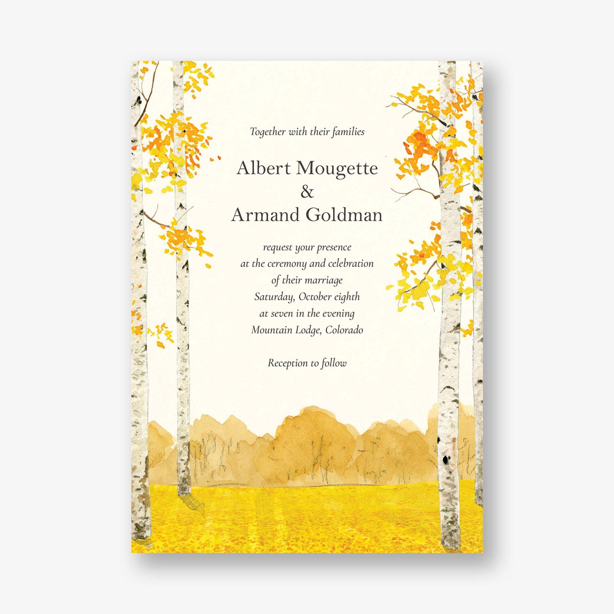 Yellow Leaves Wedding Invitation