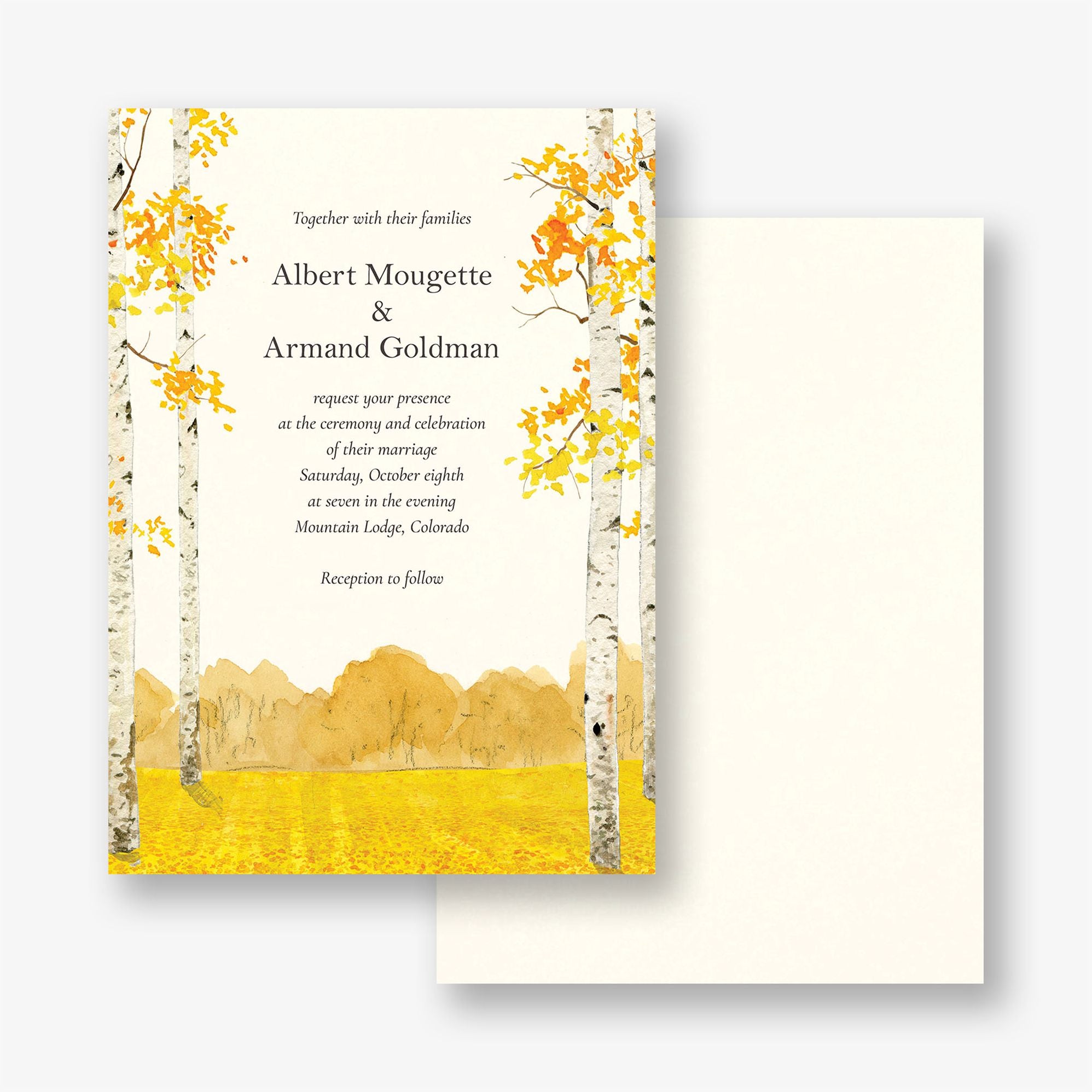 Yellow Leaves Wedding Invitation