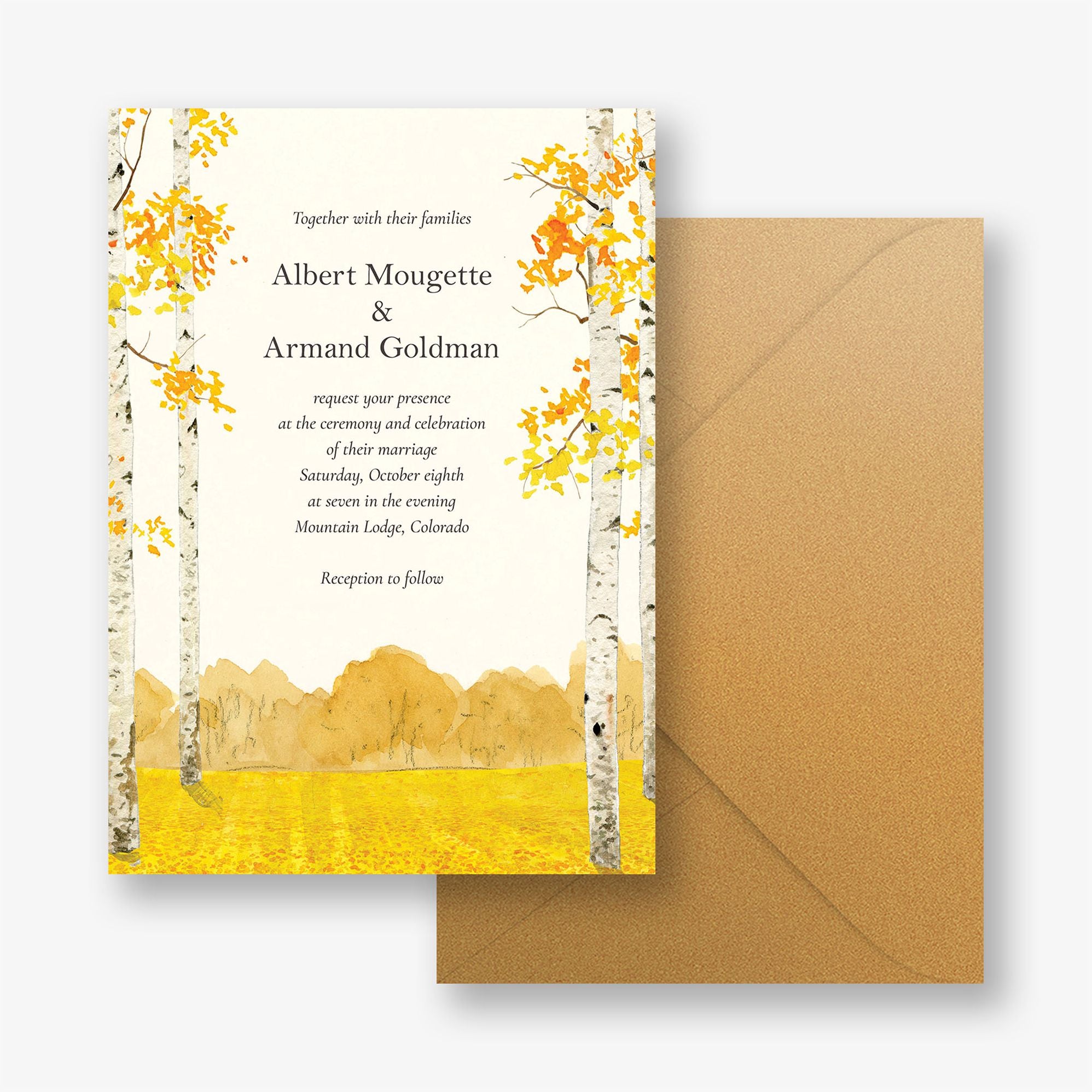 Yellow Leaves Wedding Invitation