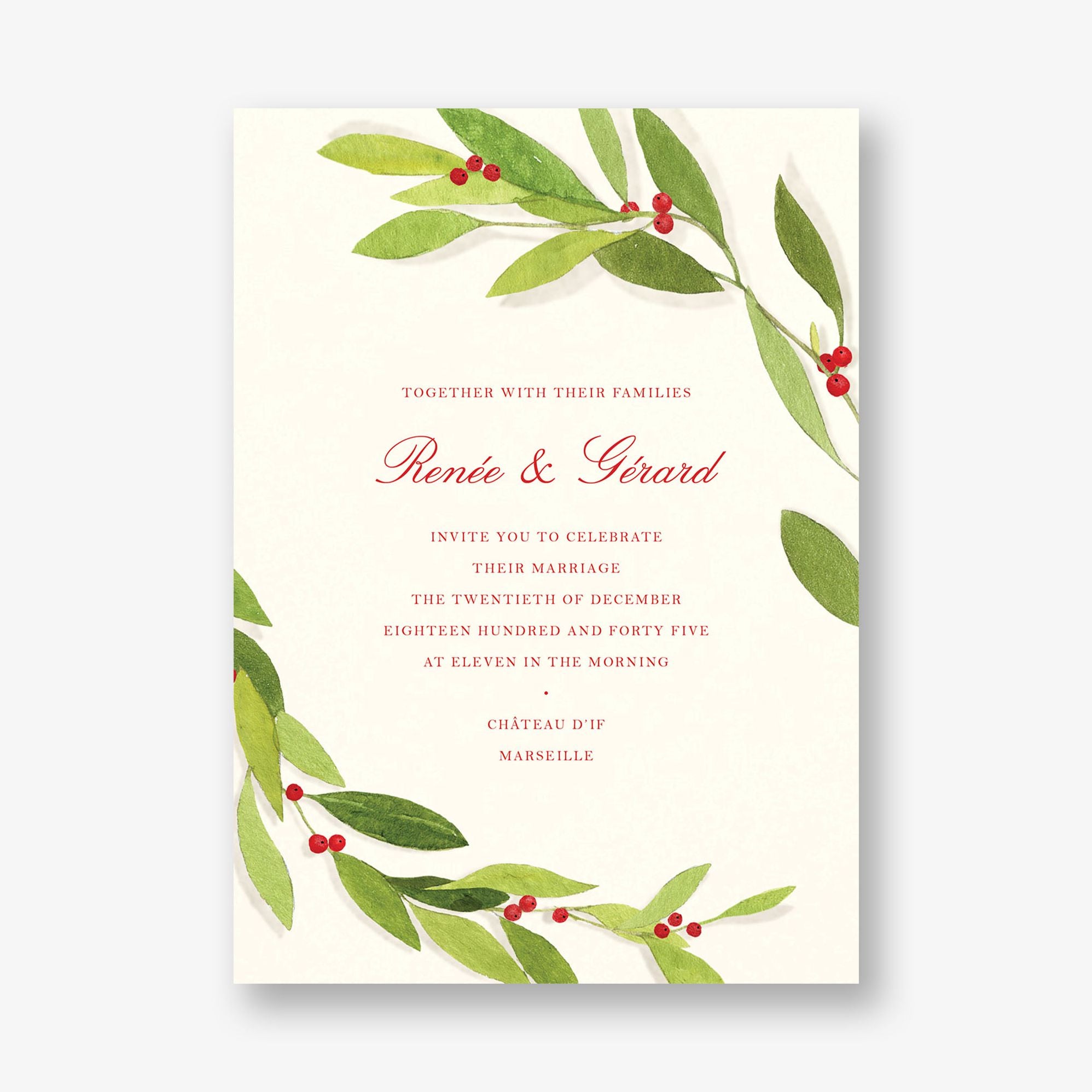 Red Sprigs Wedding Invitation